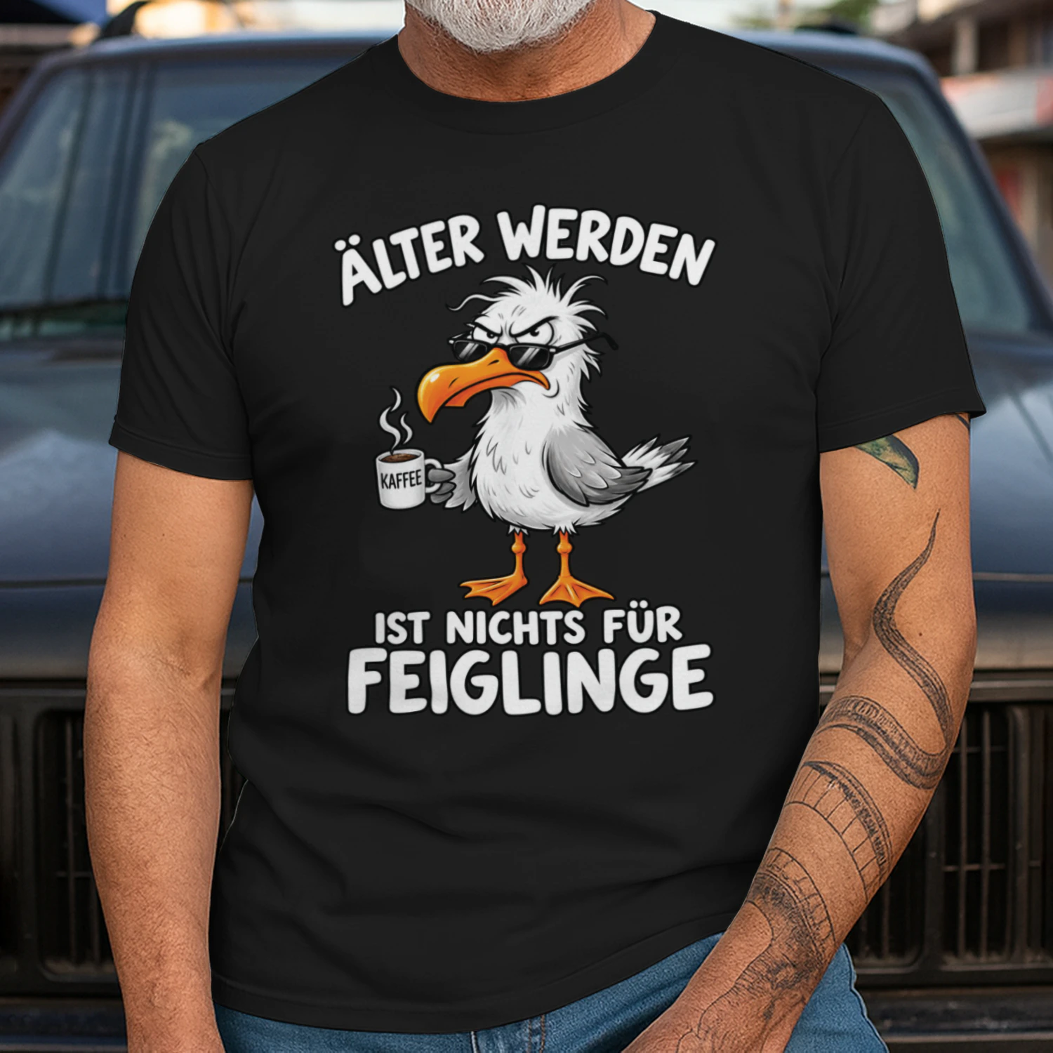 Älter Werden Ist Nichts Für Feiglinge T-Shirt, Lustiges Möwen Kaffee Shirt, Rentner Geschenk, Deutscher Humor Geburtstag