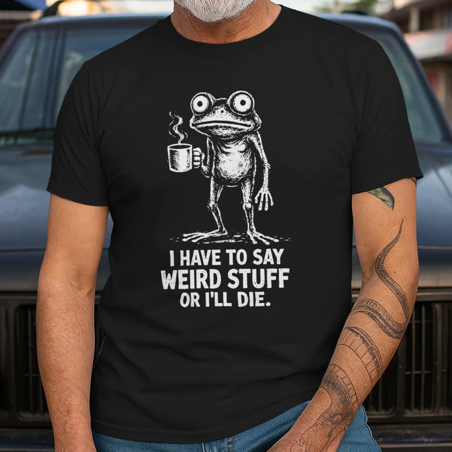 I Have to Say Weird Stuff Or I'll Die Frog Meme Introverts T-Shirt