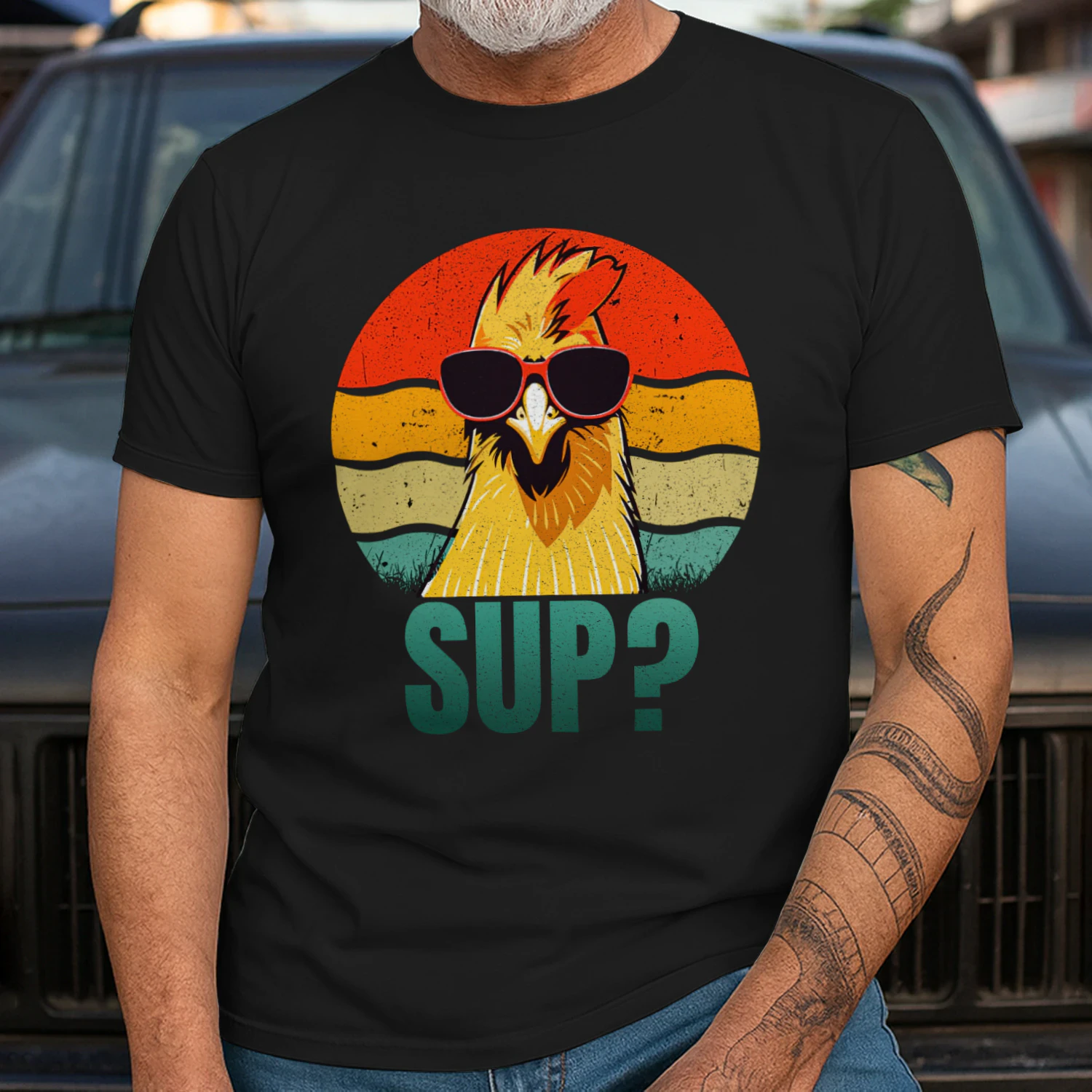 Chicken Sunglasses SUP Stand Up Paddleboarding Funny T-Shirt