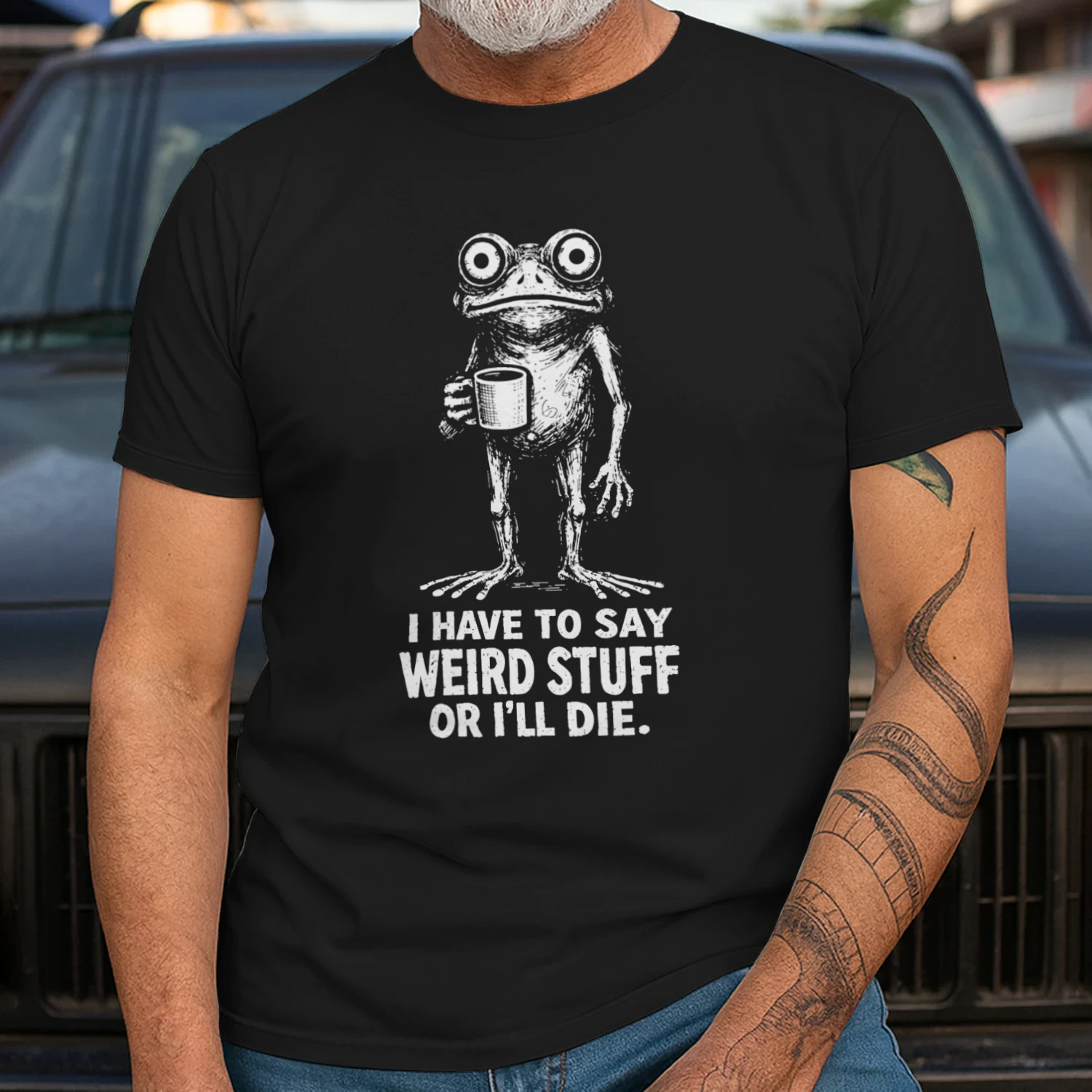 I Have to Say Weird Stuff Or I'll Die Frog Meme Introverts T-Shirt