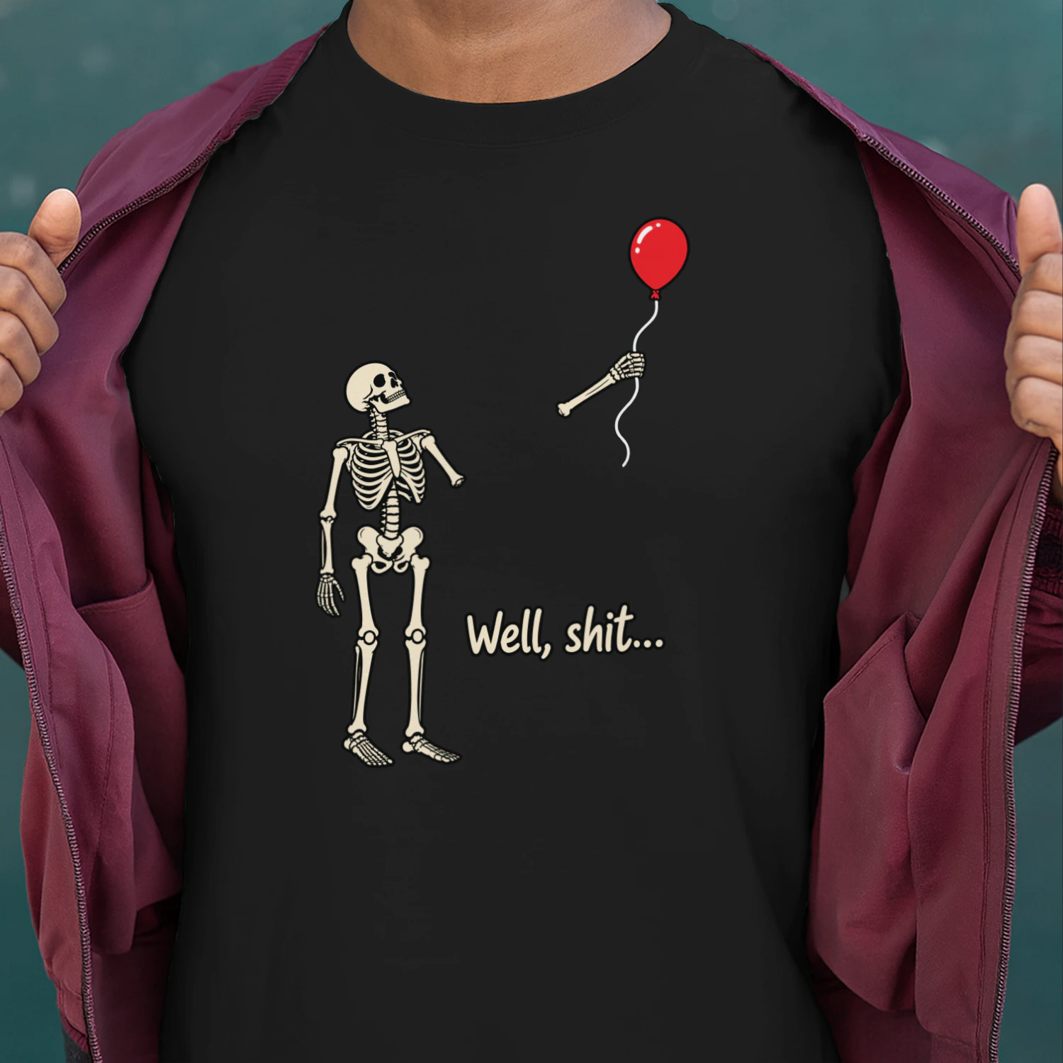 Funny Skeleton Balloon T-Shirt, Dark Humor Halloween Shirt