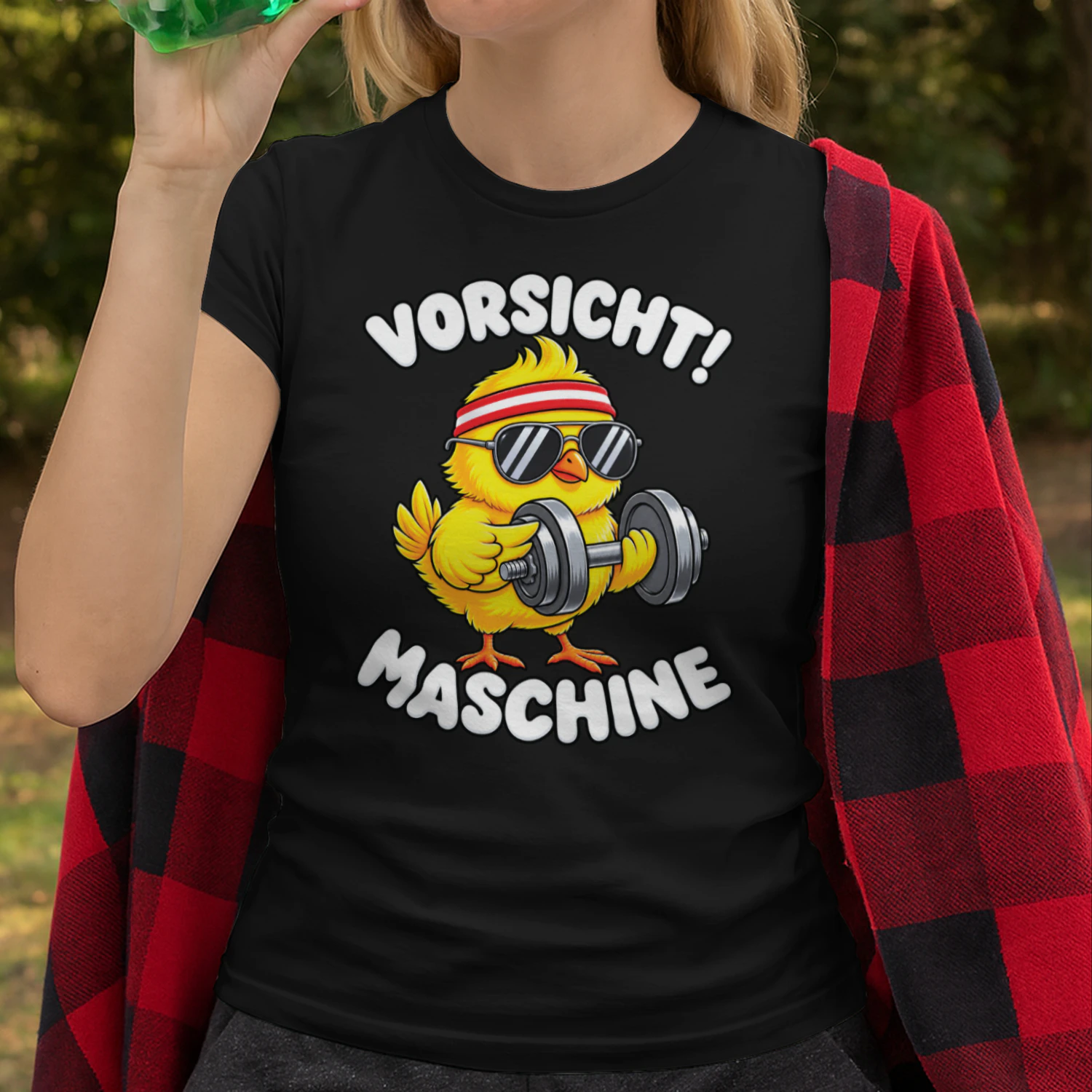 Vorsicht Maschine T-Shirt, Lustiges Fitness Küken Shirt, Gym Hantel Geschenk, Bodybuilding Humor, Deutsches Sport Shirt