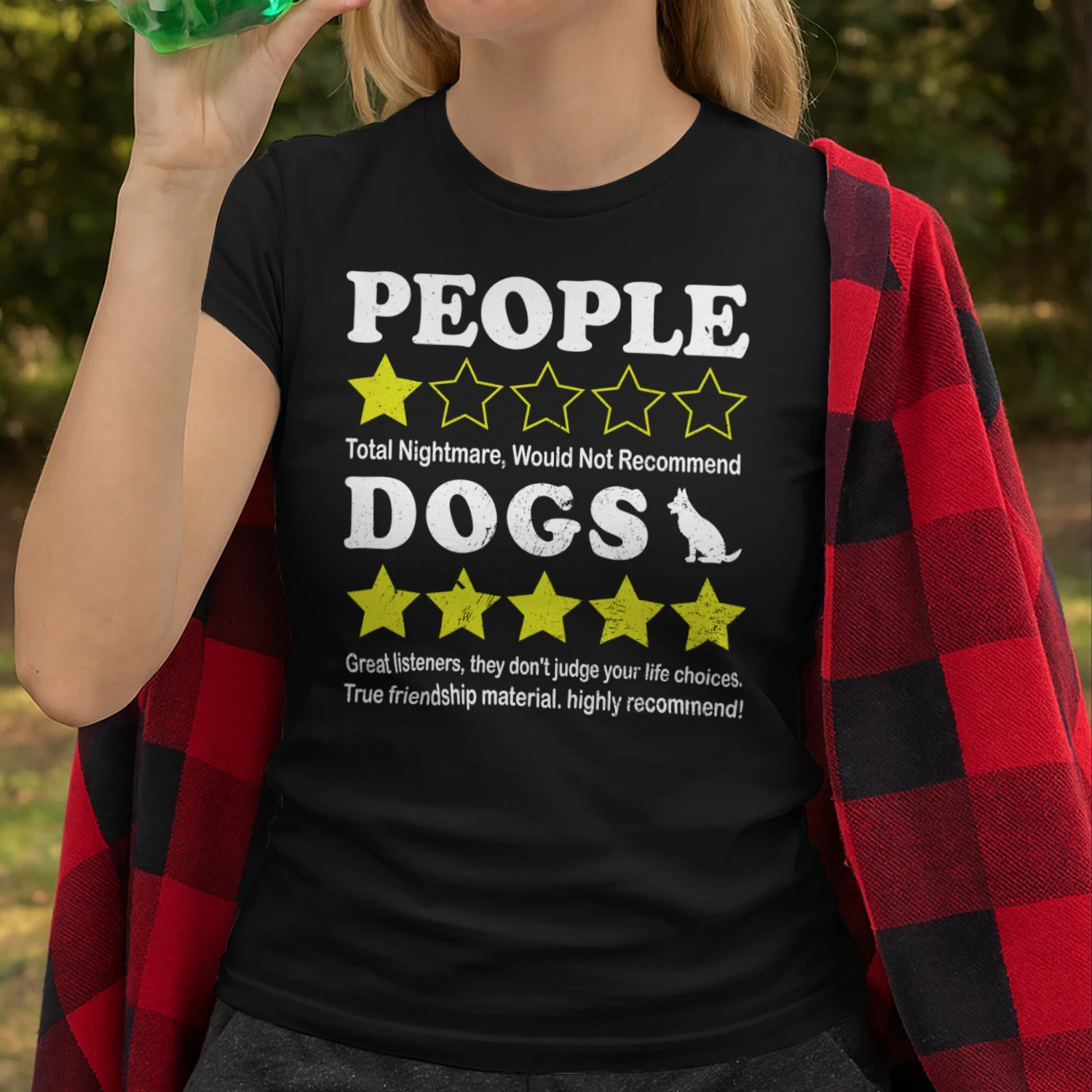 People 1 Star Dogs 5 Stars Funny Dog Lover Review T-Shirt