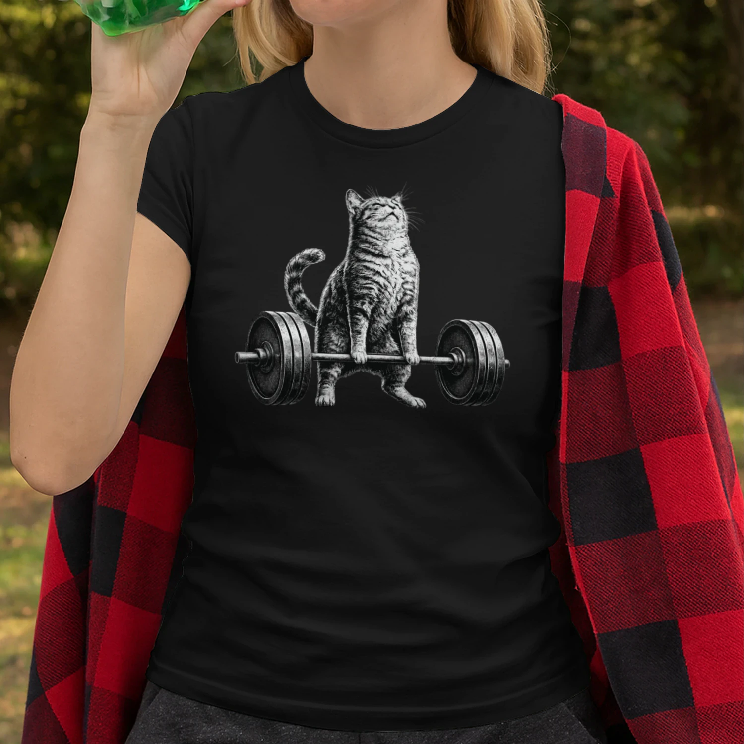 Retro Cat Deadlift Powerlifting Funny Gym Weight Lifting T-Shirt