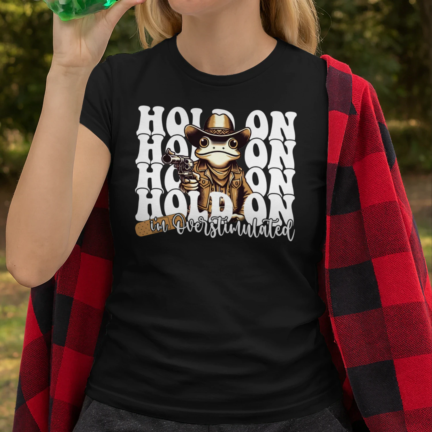 Hold On Partner I'm Overstimulated Funny Sarcastic Quote T-Shirt