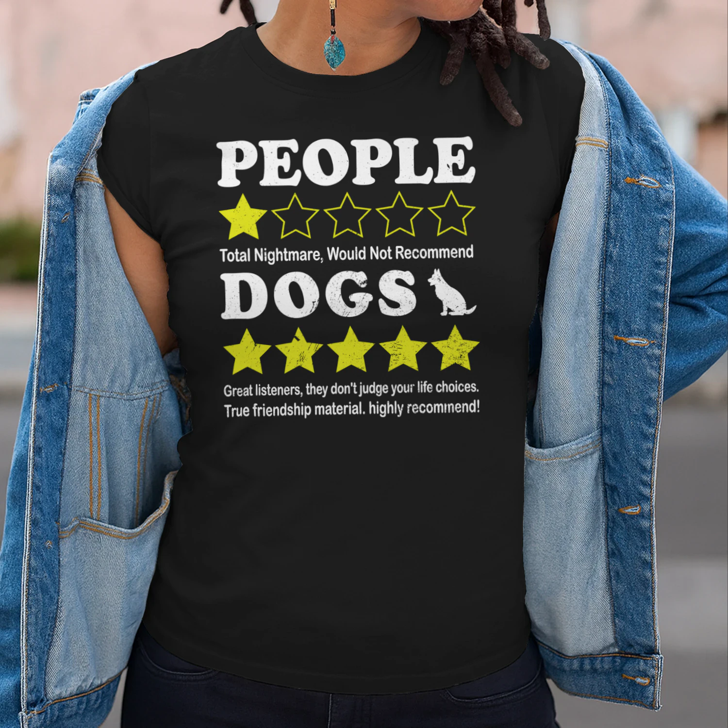People 1 Star Dogs 5 Stars Funny Dog Lover Review T-Shirt