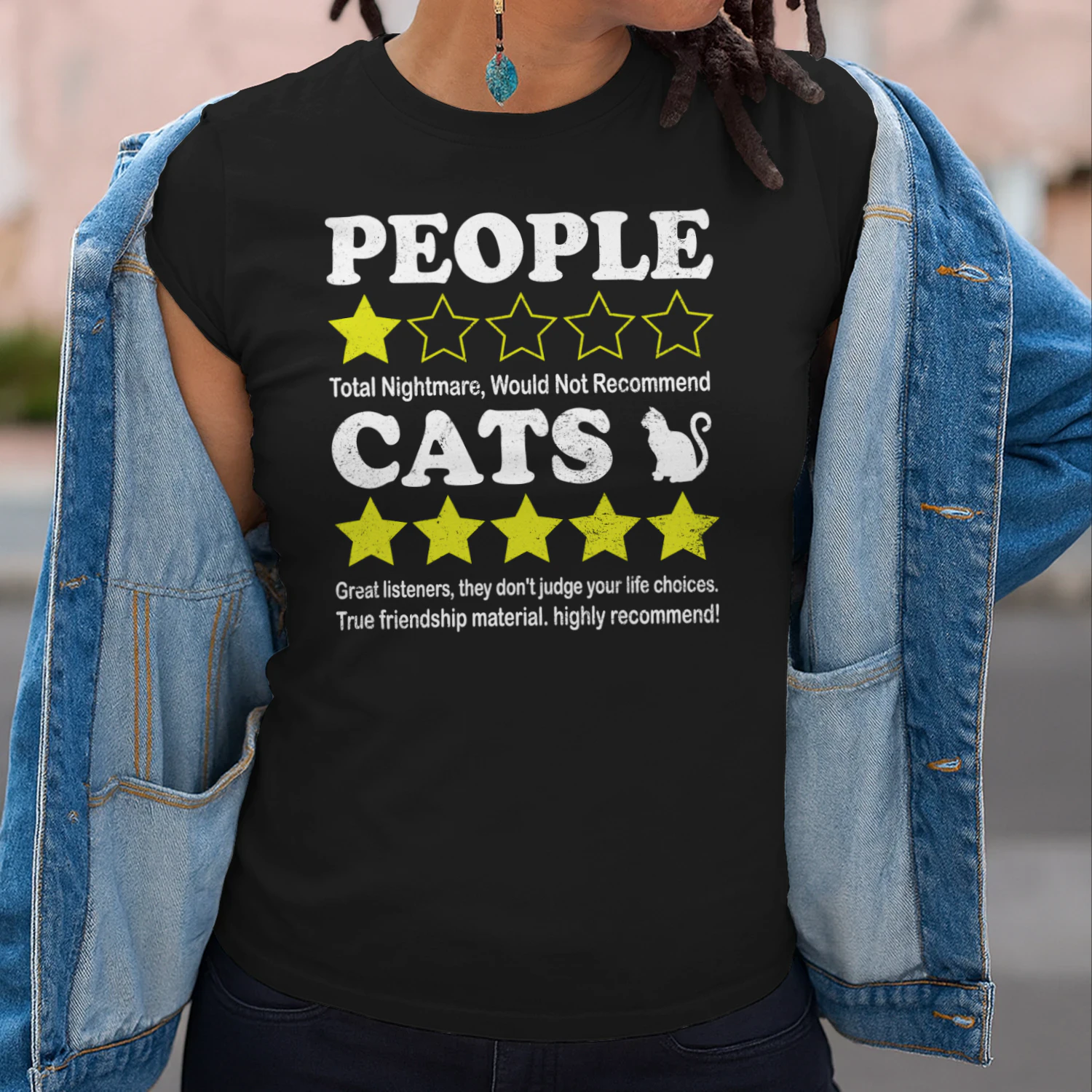 People 1 Star Cats 5 Stars Funny Cat Lover Review T-Shirt
