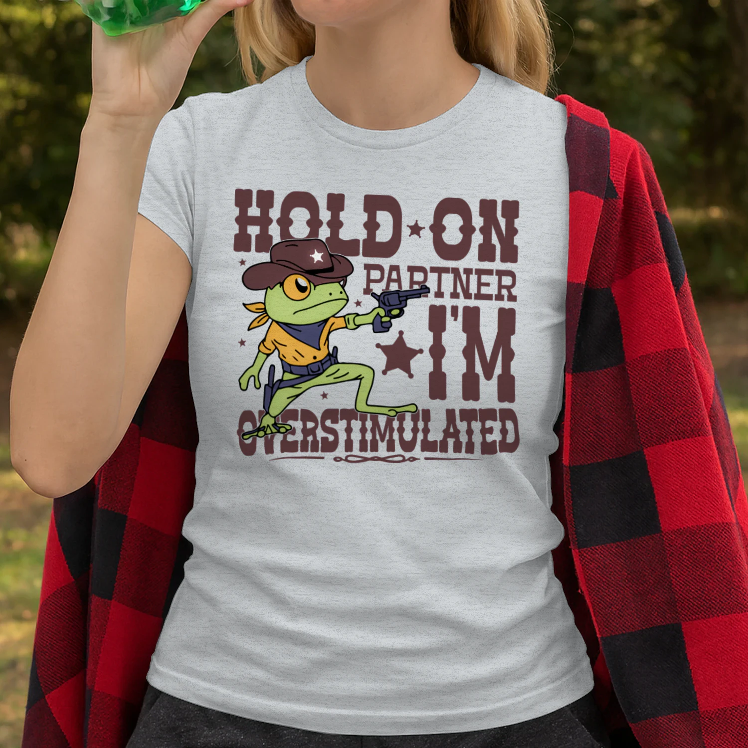 Hold On Partner I'm Overstimulated Funny Sarcastic Quote T-Shirt