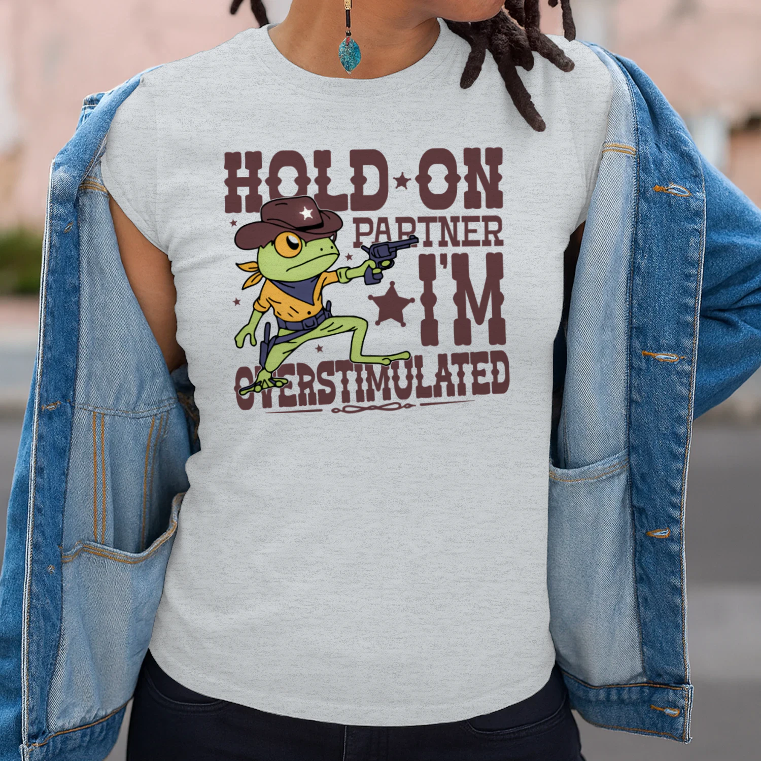 Hold On Partner I'm Overstimulated Funny Sarcastic Quote T-Shirt