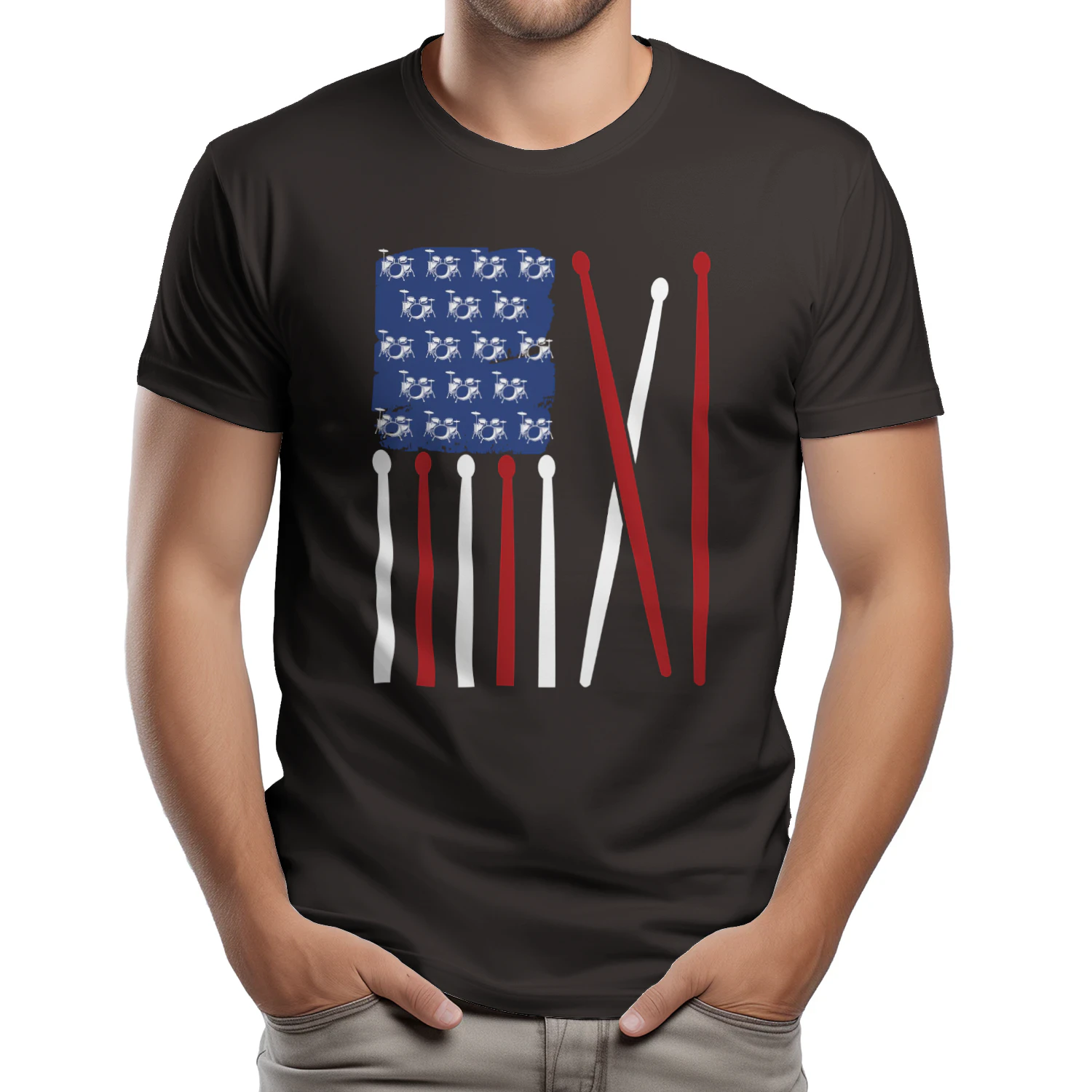 American Flag Drums Drumsticks Patriotic Drummer Music Gift
