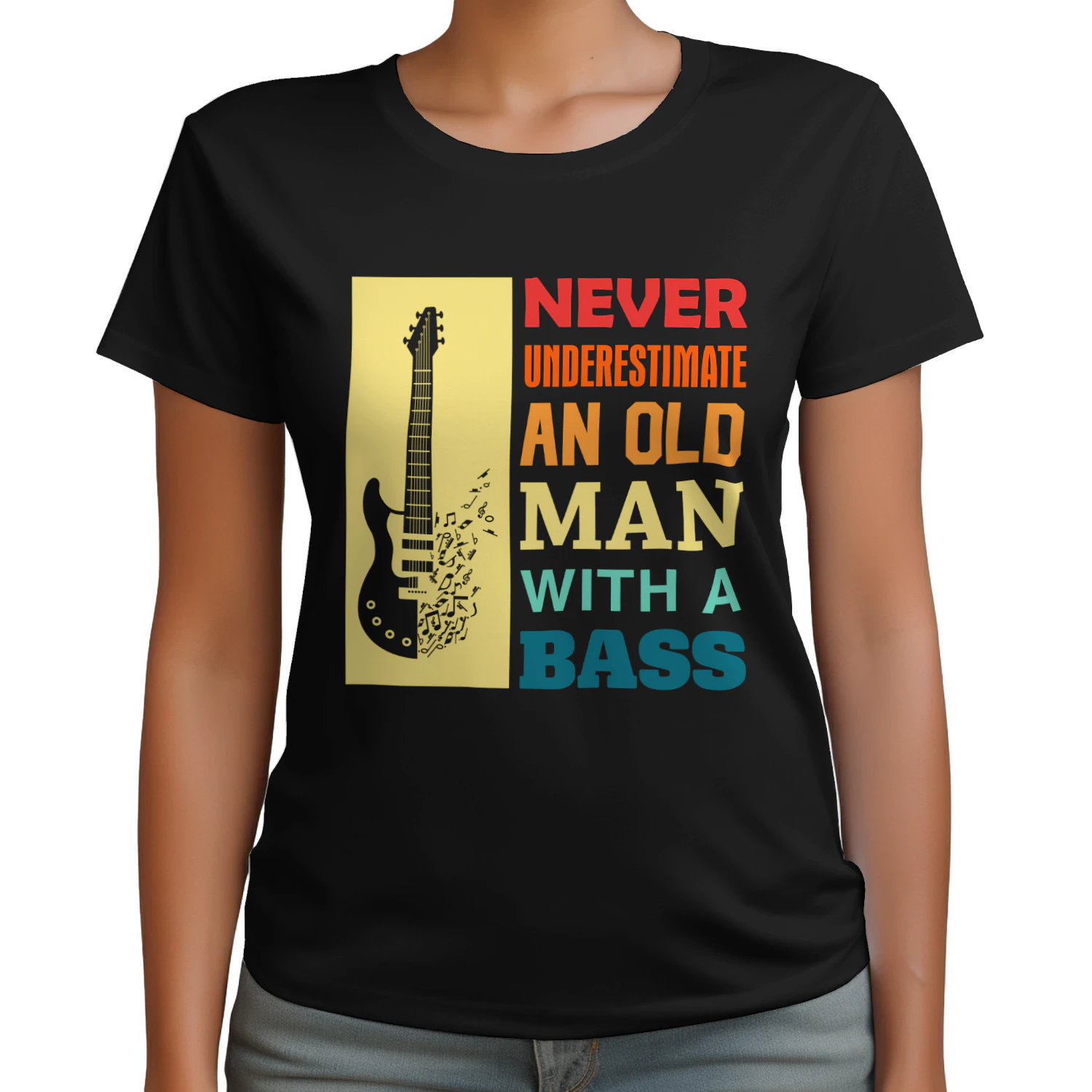 Never Underestimate An Old Man With A Bass Funny Music Gift