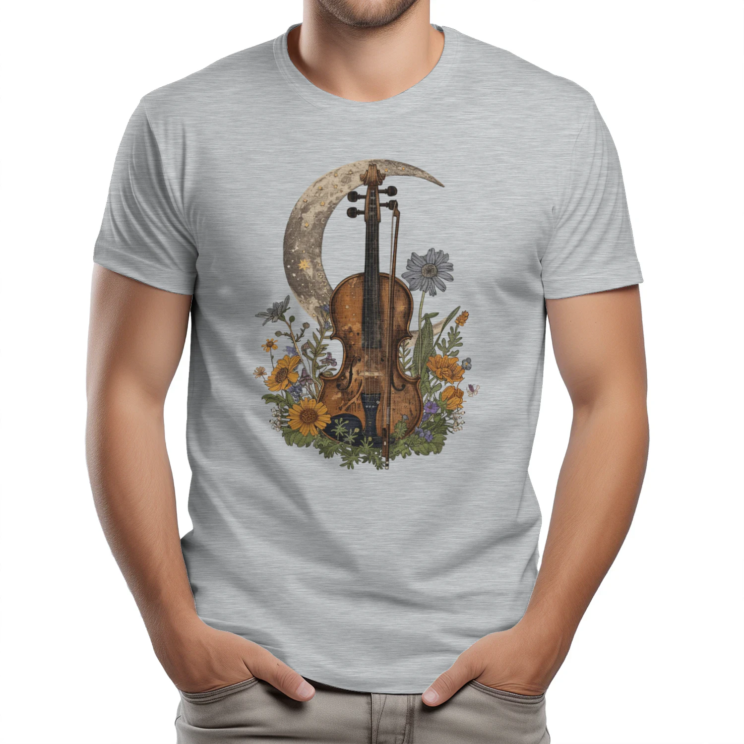 Violin Moon Floral Boho Music Lover Violinist Gift