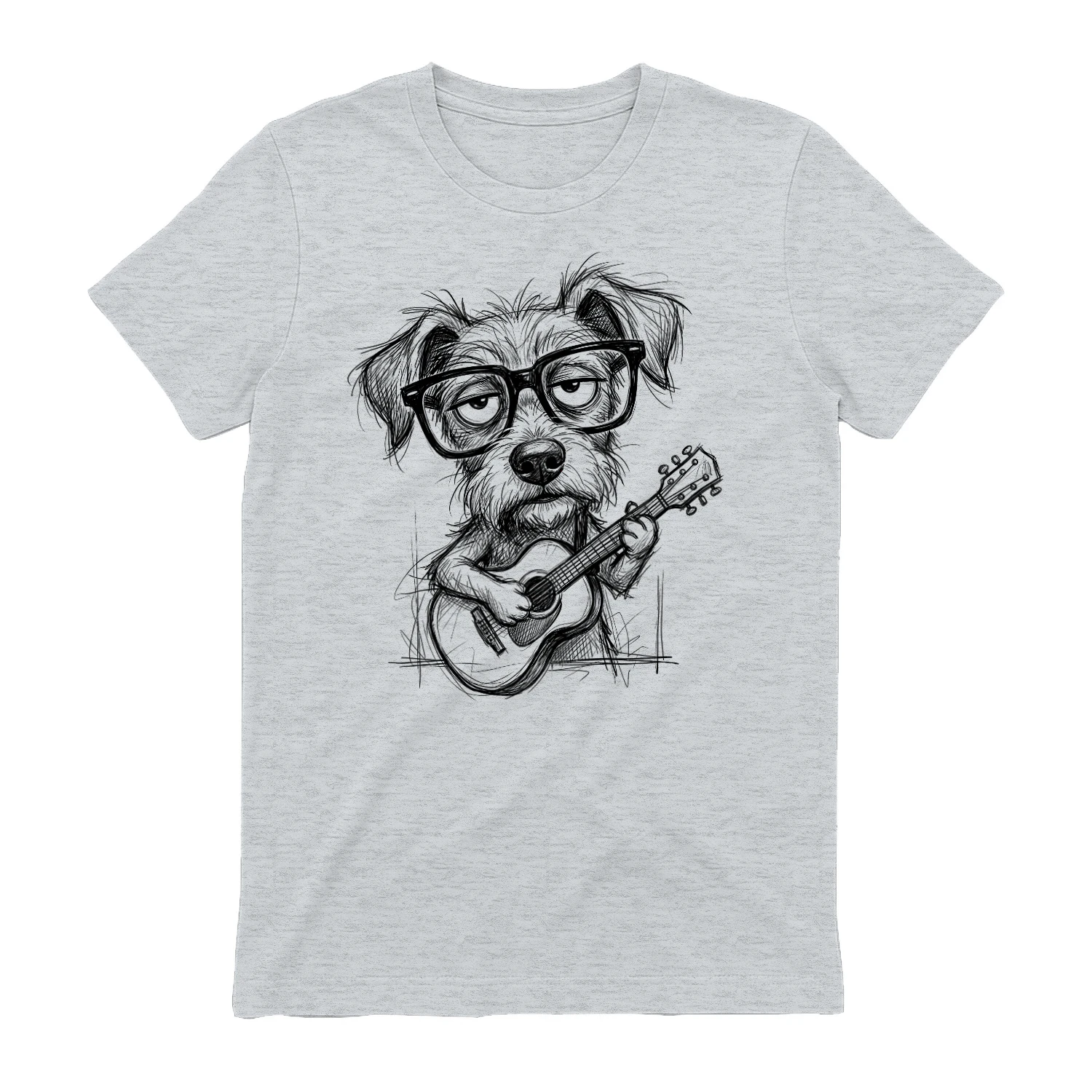 Nerdy Dog with Guitar – Funny Pet Musician Tee