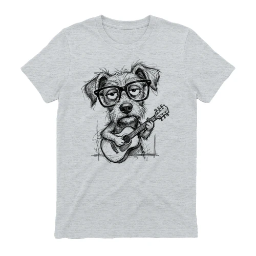 Nerdy Dog with Guitar – Funny Pet Musician Tee