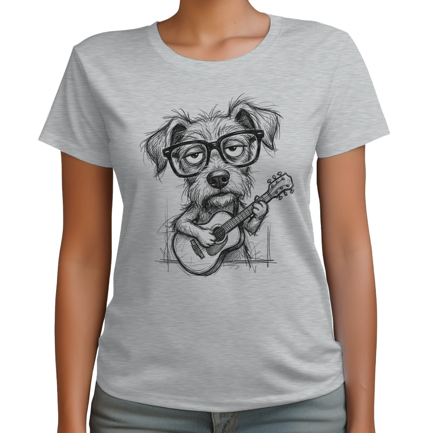 Nerdy Dog with Guitar – Funny Pet Musician Tee