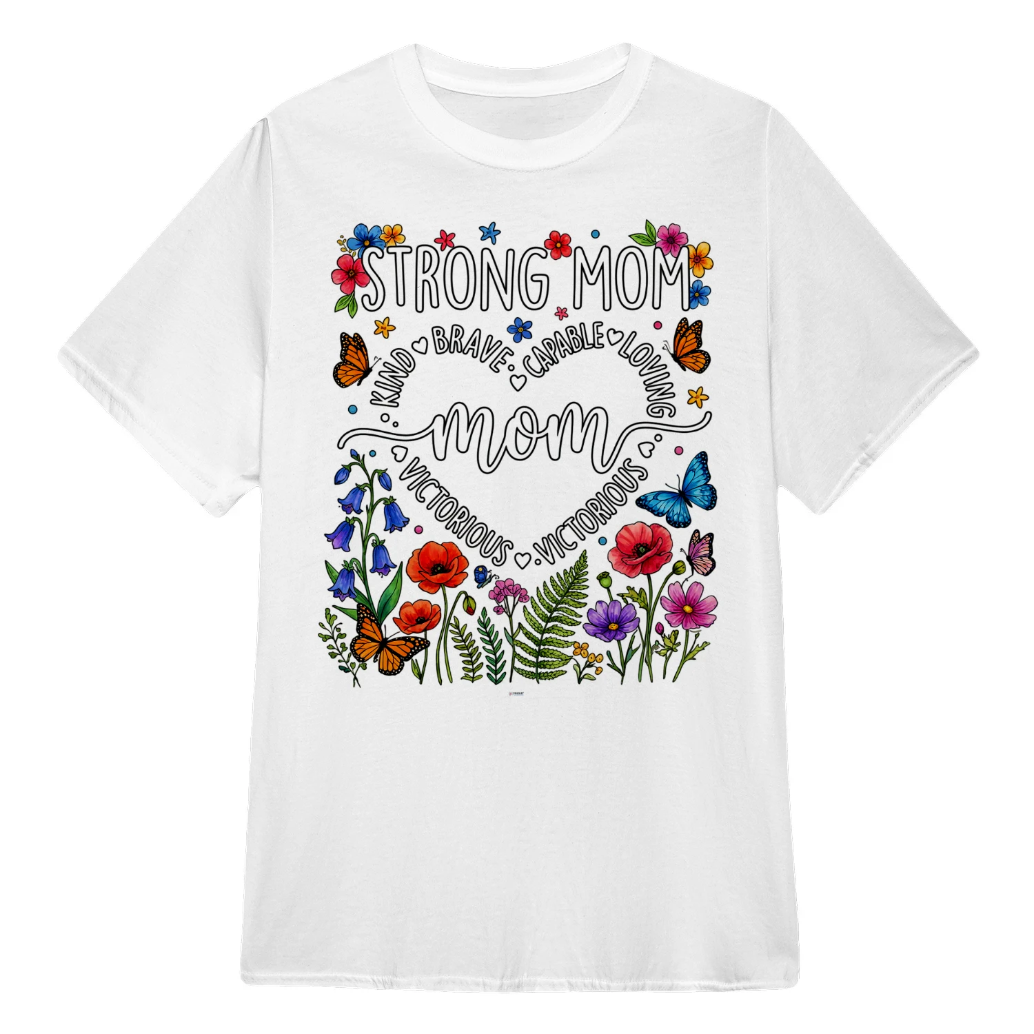 STRONG MOM EMPOWERED FLORAL HEART