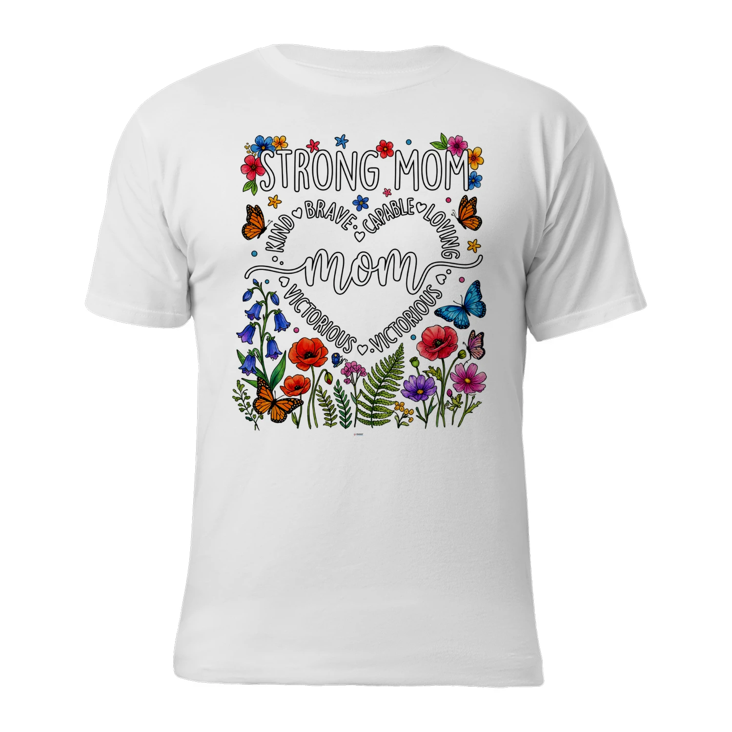 STRONG MOM EMPOWERED FLORAL HEART