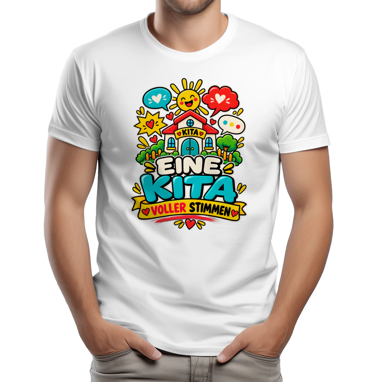 Eine Kita voller Stimmen – Weltkindertag Kita Unisex T-Shirt
