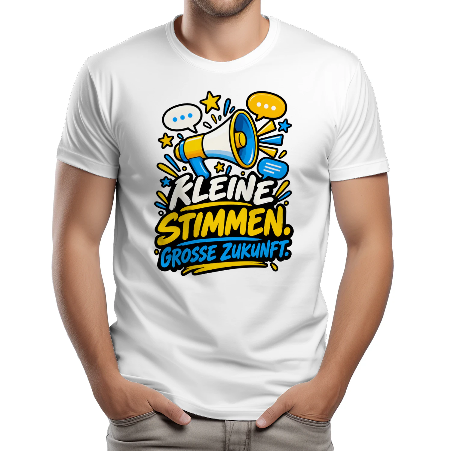 Klassisches Unisex T-Shirt zum Weltkindertag – Kleine Stimmen Große Zukunft