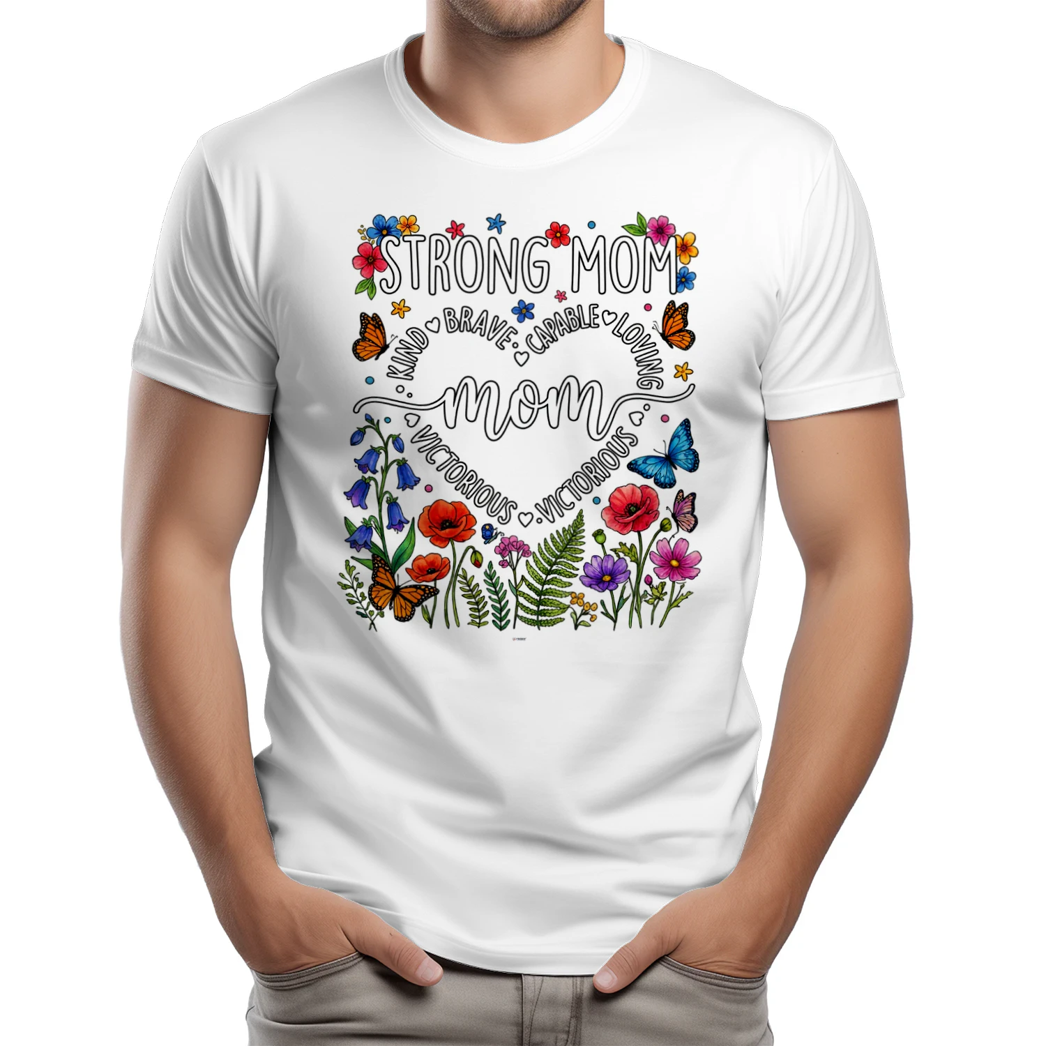 STRONG MOM EMPOWERED FLORAL HEART