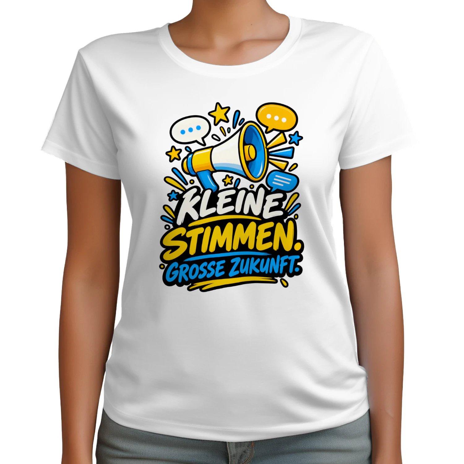 Klassisches Unisex T-Shirt zum Weltkindertag – Kleine Stimmen Große Zukunft