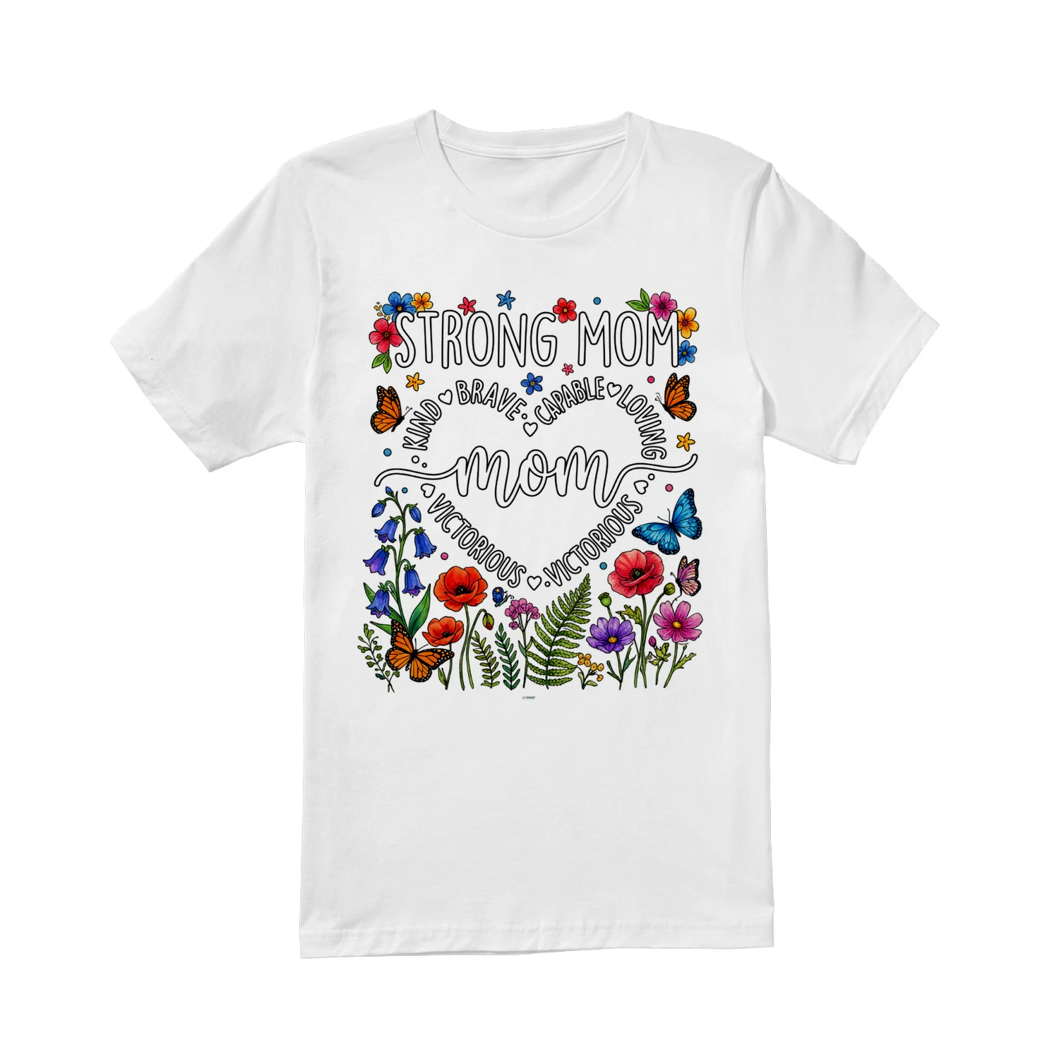 STRONG MOM EMPOWERED FLORAL HEART