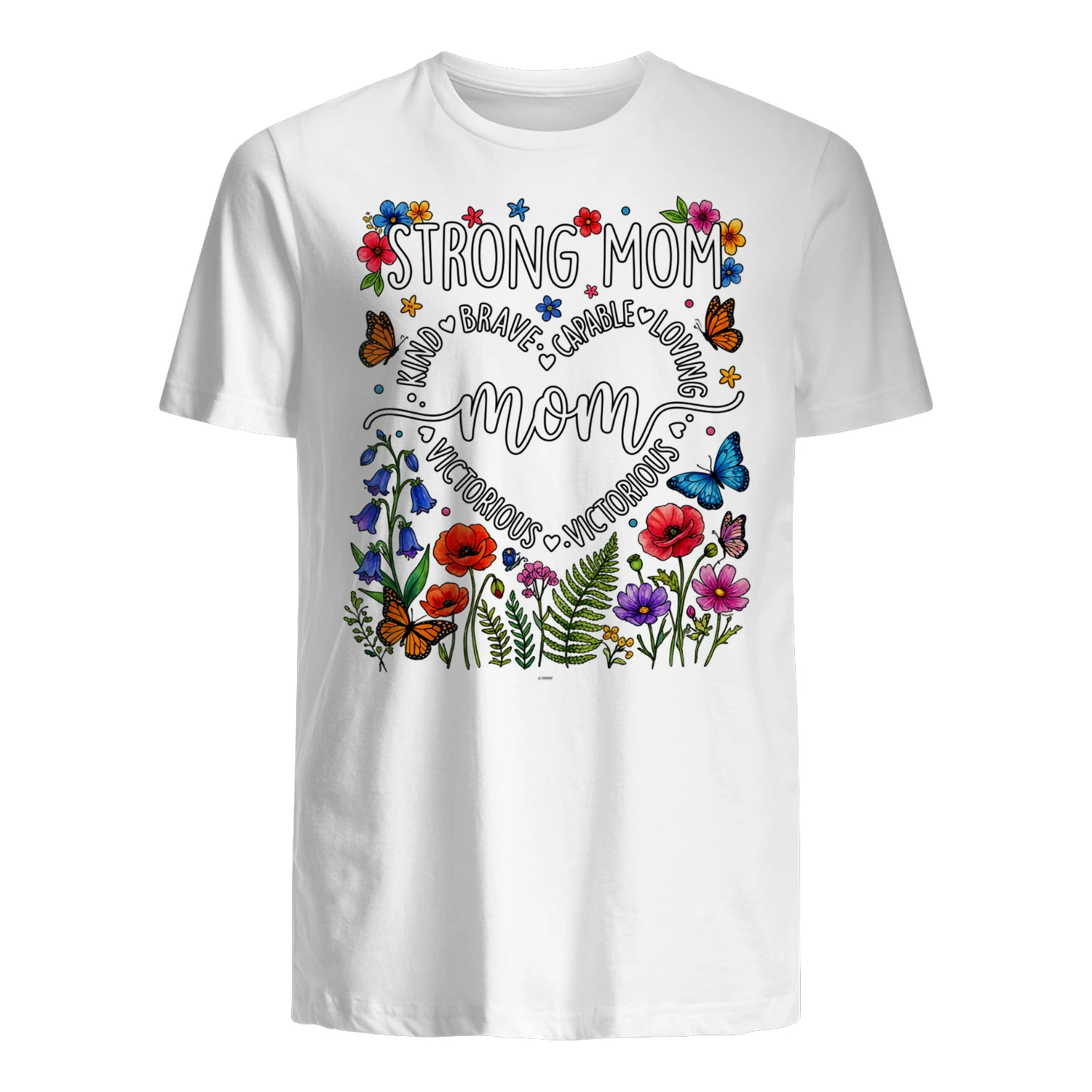 STRONG MOM EMPOWERED FLORAL HEART