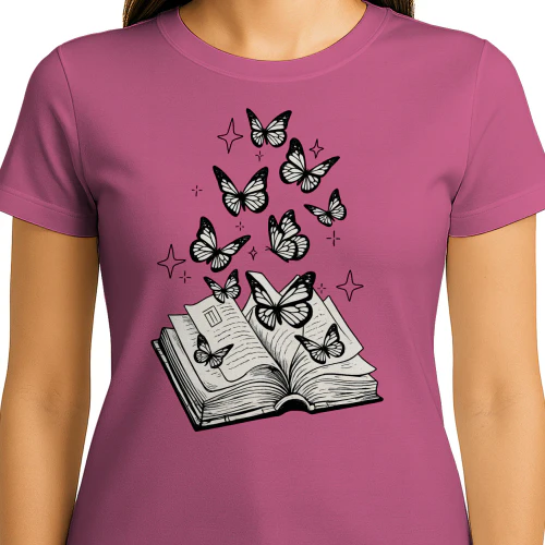 Vintage Book & Butterfly Aesthetic Graphic Tee