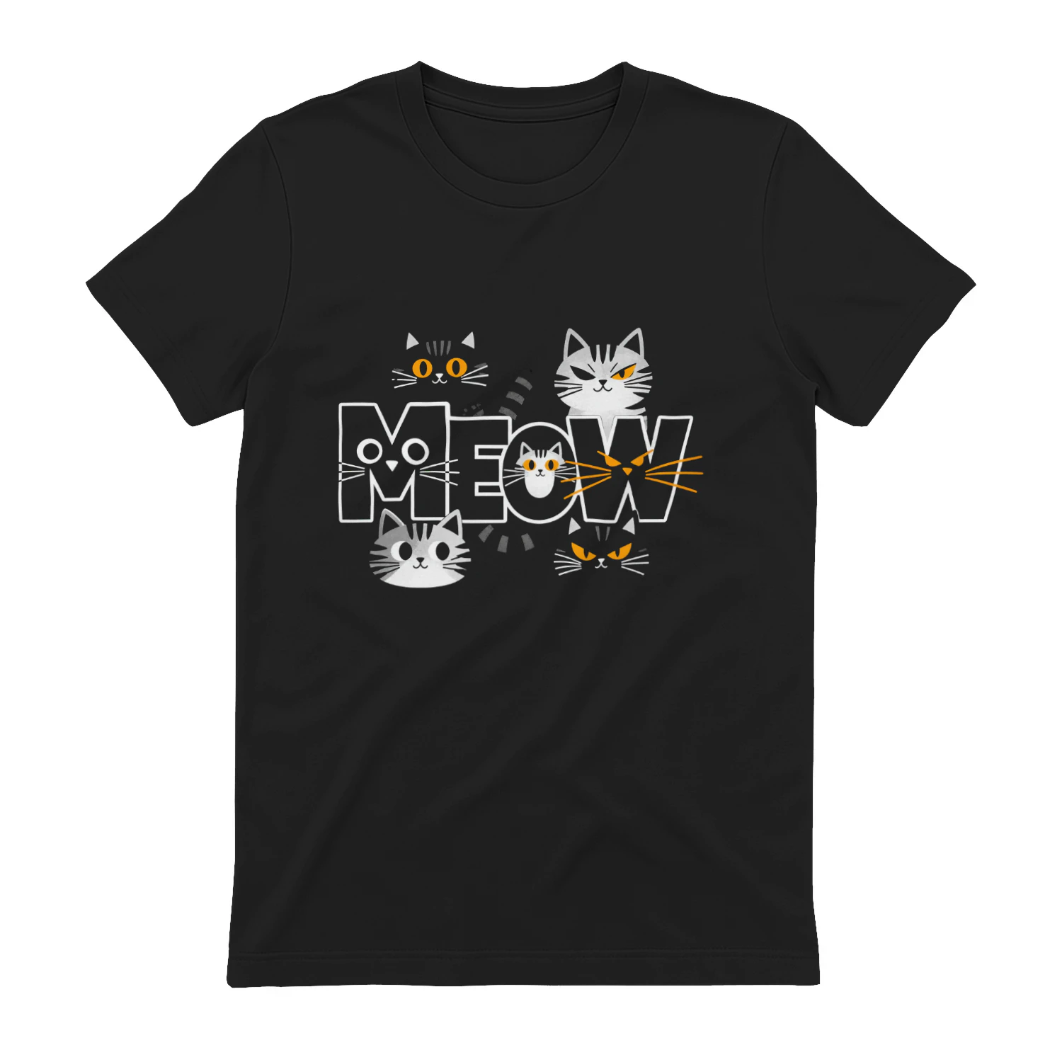 MEOW Collage – Playful Cat Typography Graphic Tee
