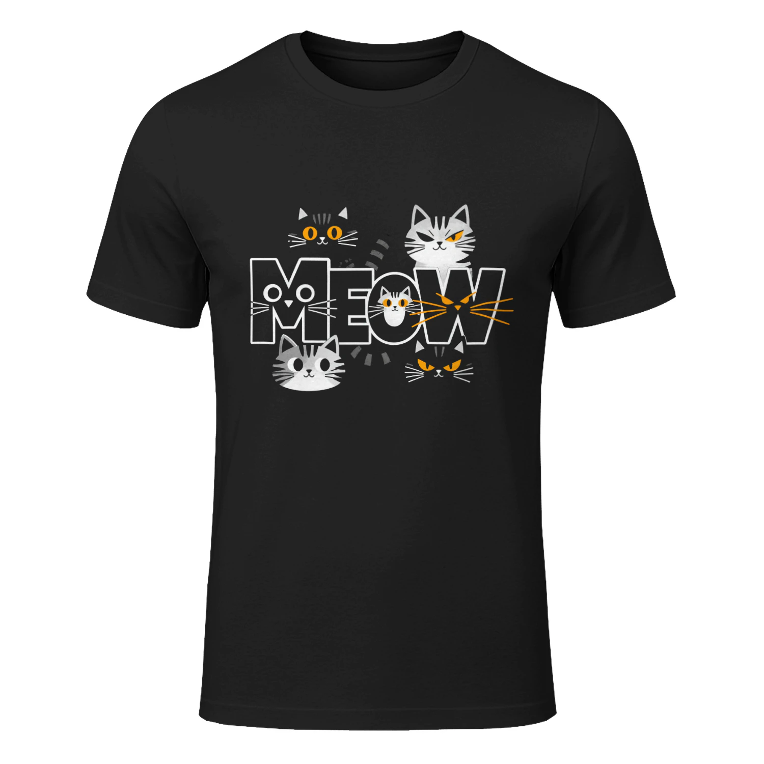 MEOW Collage – Playful Cat Typography Graphic Tee