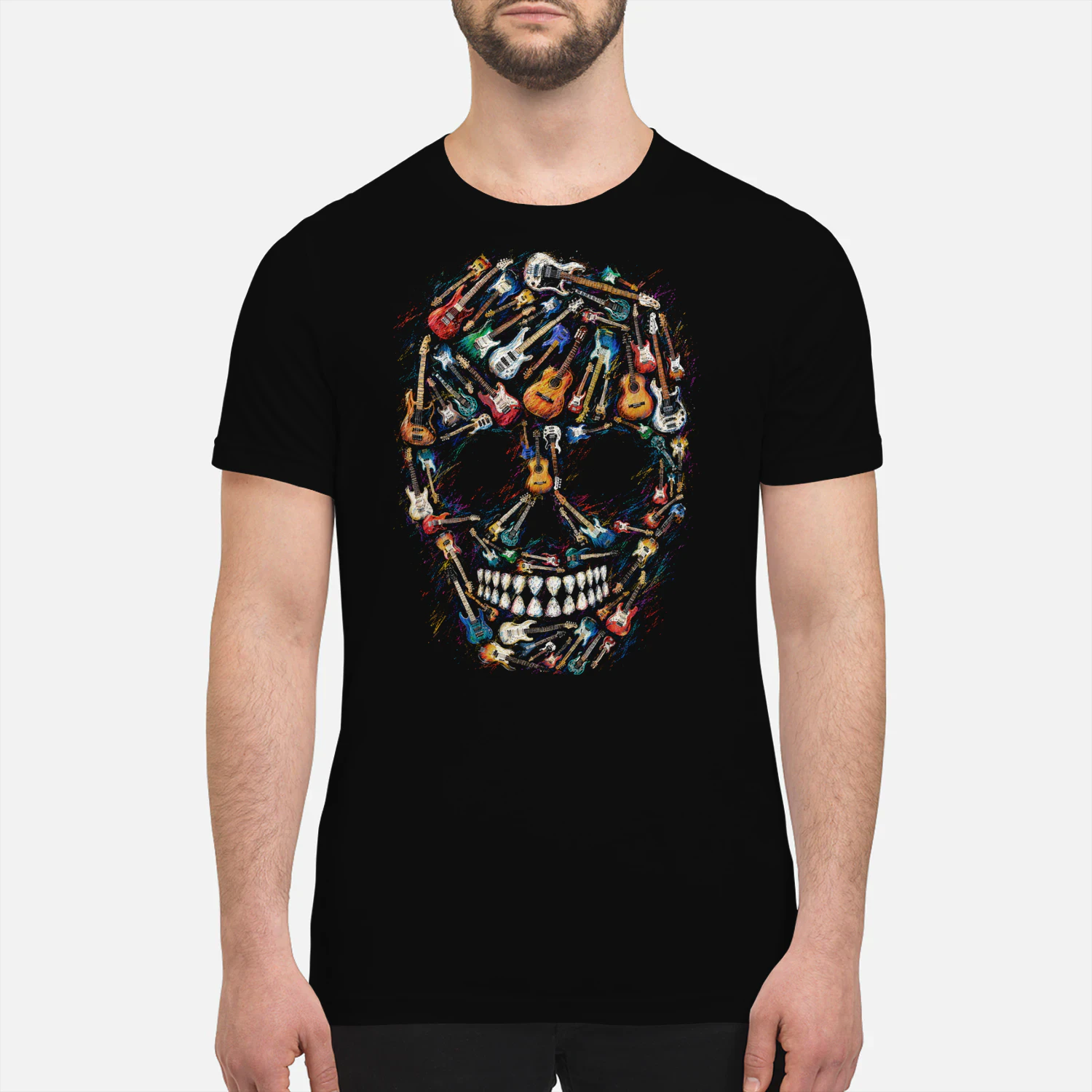 Guitar Watercolor Skull