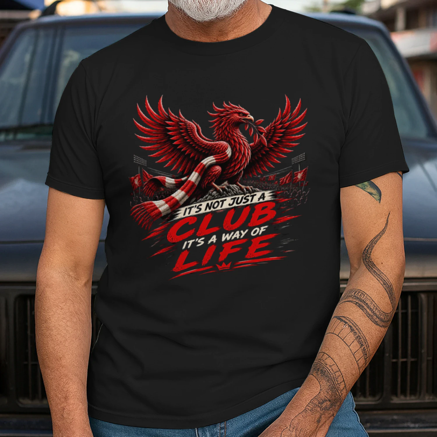 Men’s Red Football Eagle T-Shirt, It’s Not Just a Club It’s a Way of Life, Soccer Fan Gift