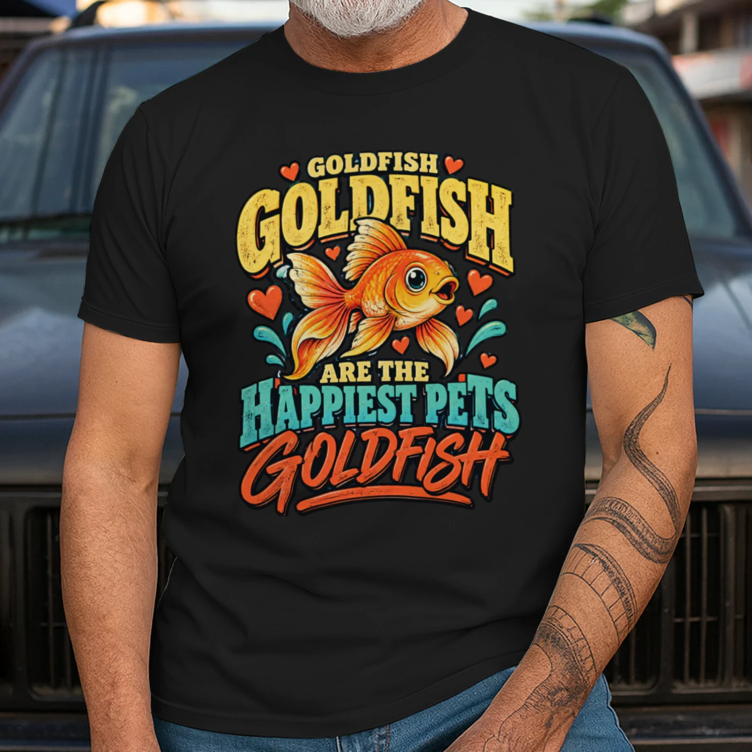 Aquarium Fish Lover T-Shirt: Goldfish Are the Happiest Pets, Retro Goldfish Design