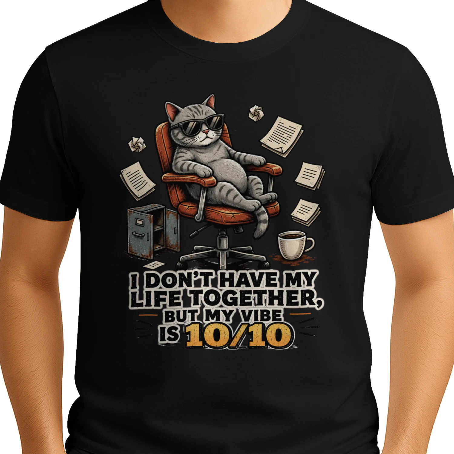 I Don't Have My Life Together But My Vibe Is 10/10 Funny Cat Men's T-Shirt