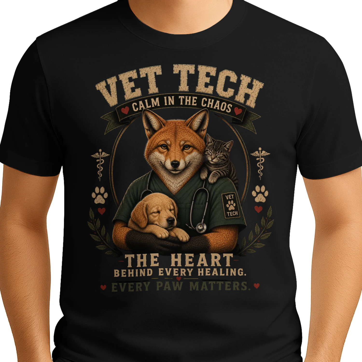 Veterinary Technician T-Shirt | Vet Tech Gift | The Heart Behind Every Healing | Every Paw Matters