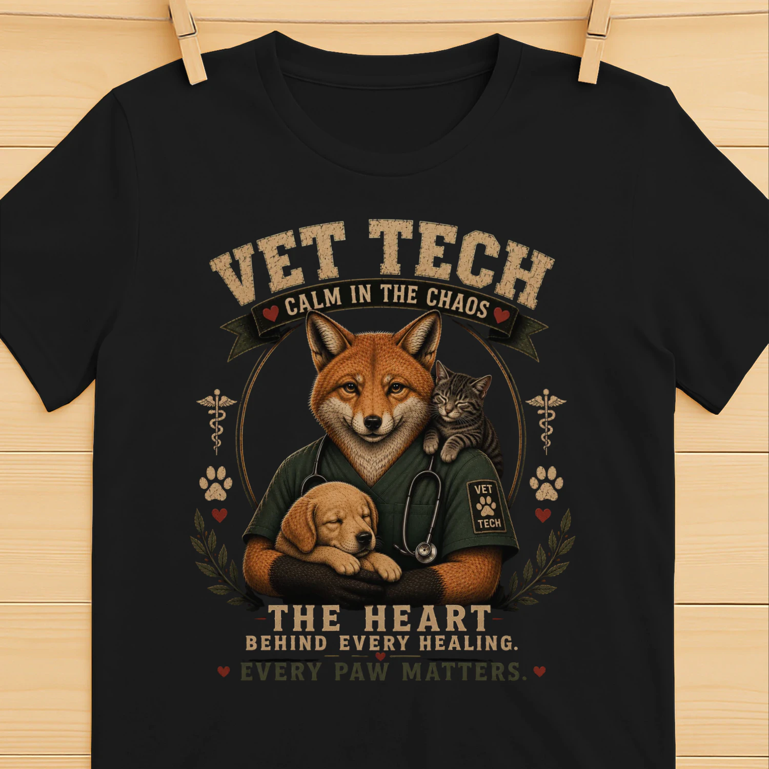 Veterinary Technician T-Shirt | Vet Tech Gift | The Heart Behind Every Healing | Every Paw Matters