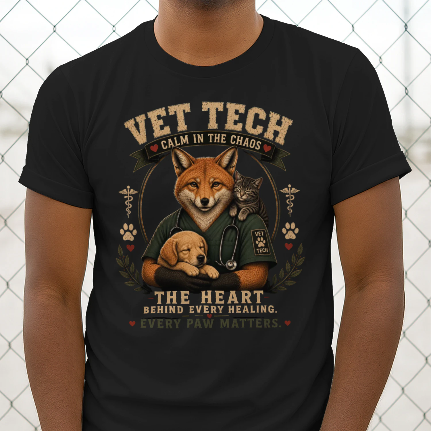 Veterinary Technician T-Shirt | Vet Tech Gift | The Heart Behind Every Healing | Every Paw Matters