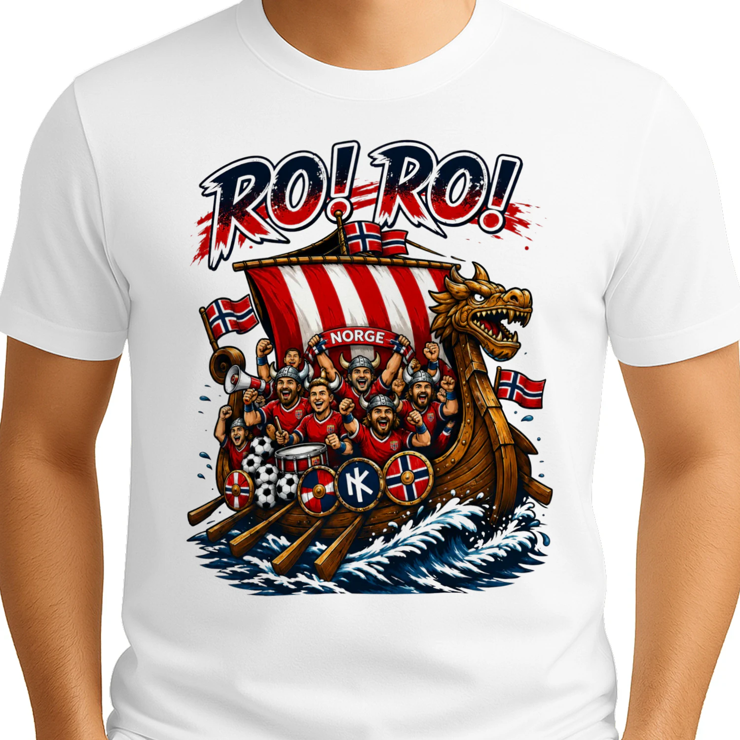RO! RO! Norge Viking Fotball T-skjorte for Herre