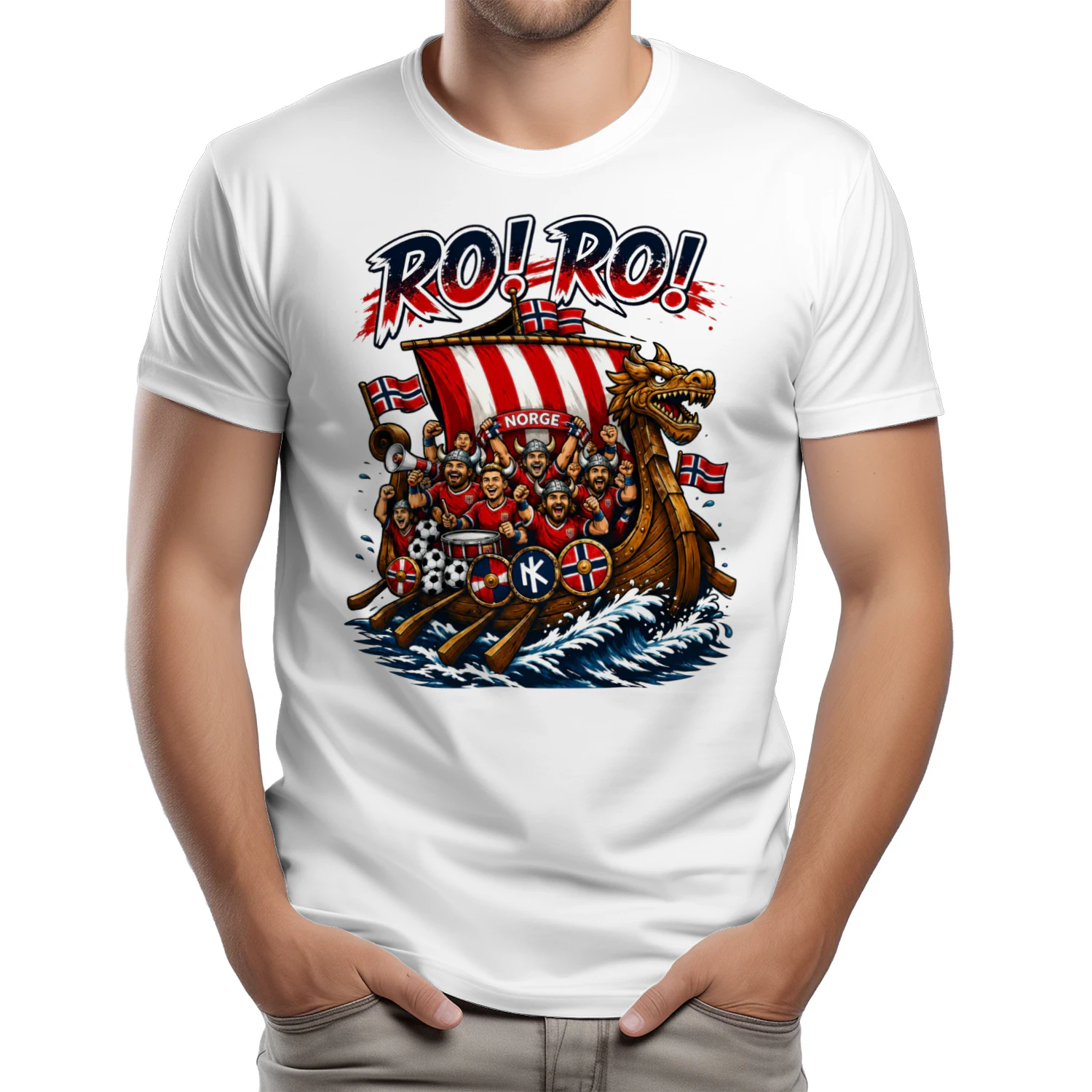 RO! RO! Norge Viking Fotball T-skjorte for Herre
