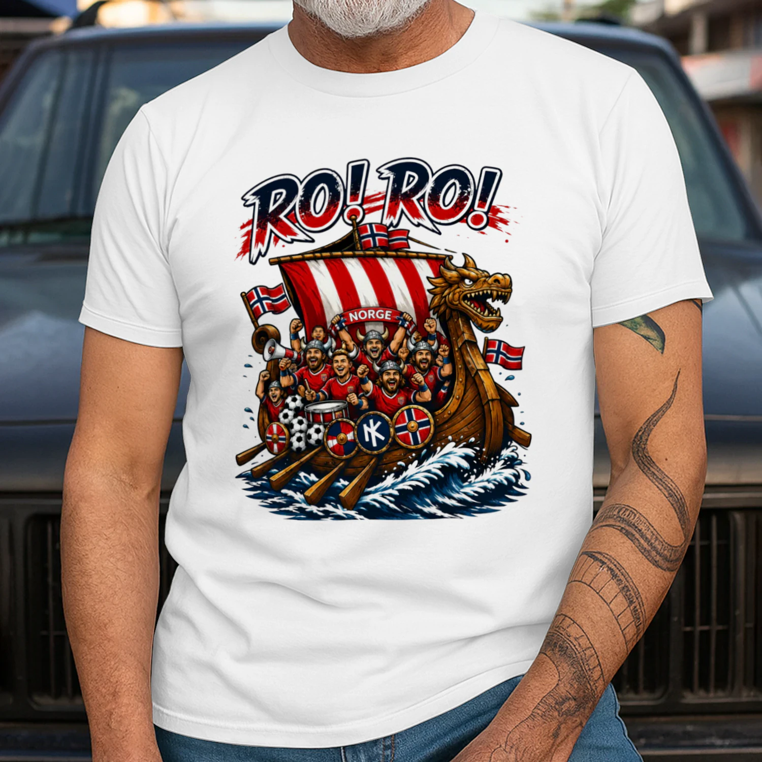 RO! RO! Norge Viking Fotball T-skjorte for Herre