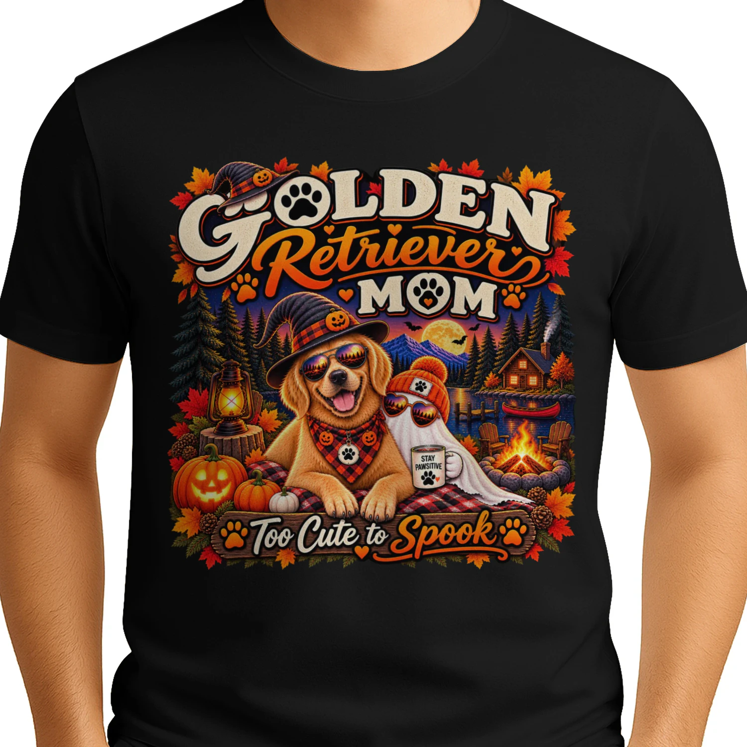 Golden Retriever Mom Halloween Shirt – Too Cute to Spook Dog Mom Tee