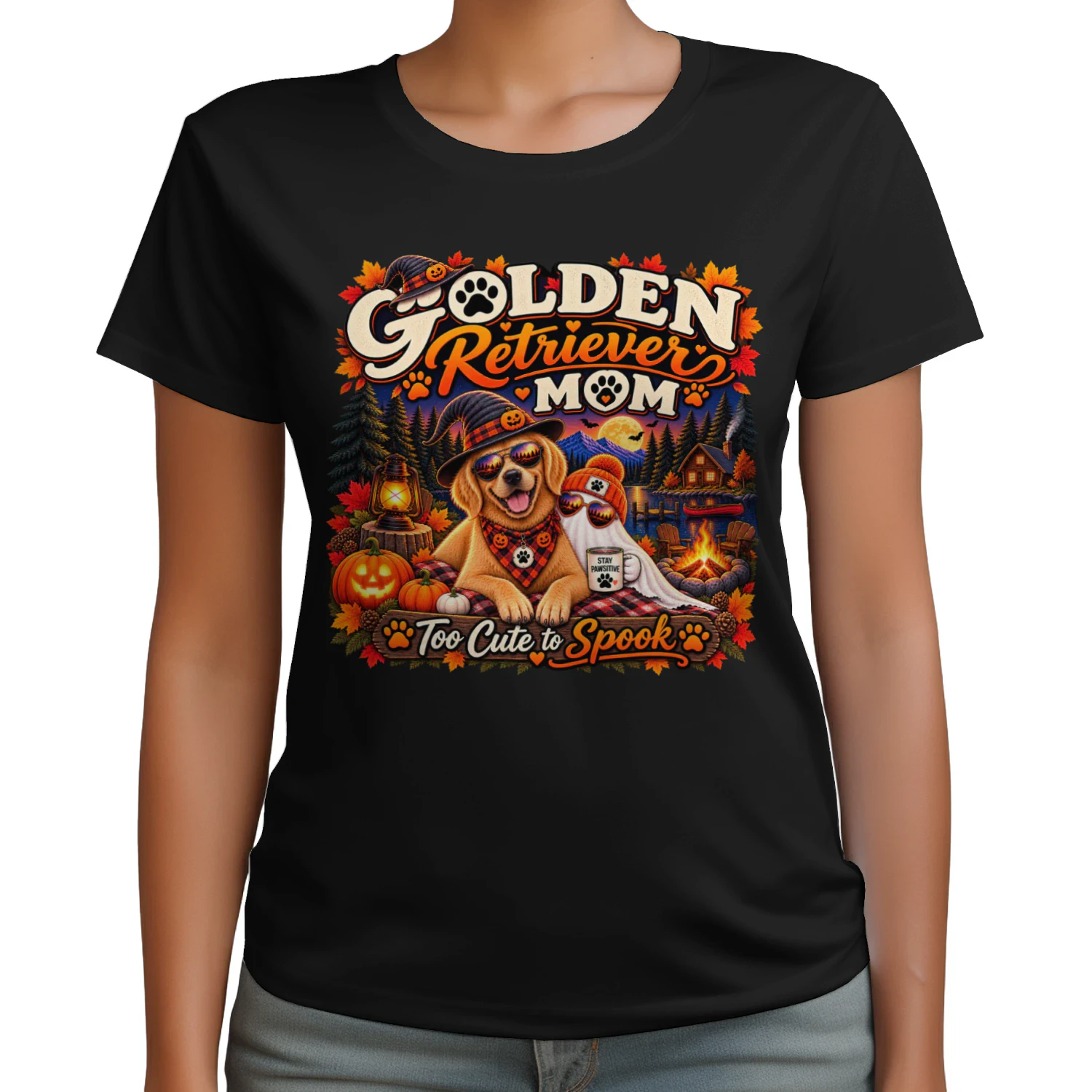 Golden Retriever Mom Halloween Shirt – Too Cute to Spook Dog Mom Tee