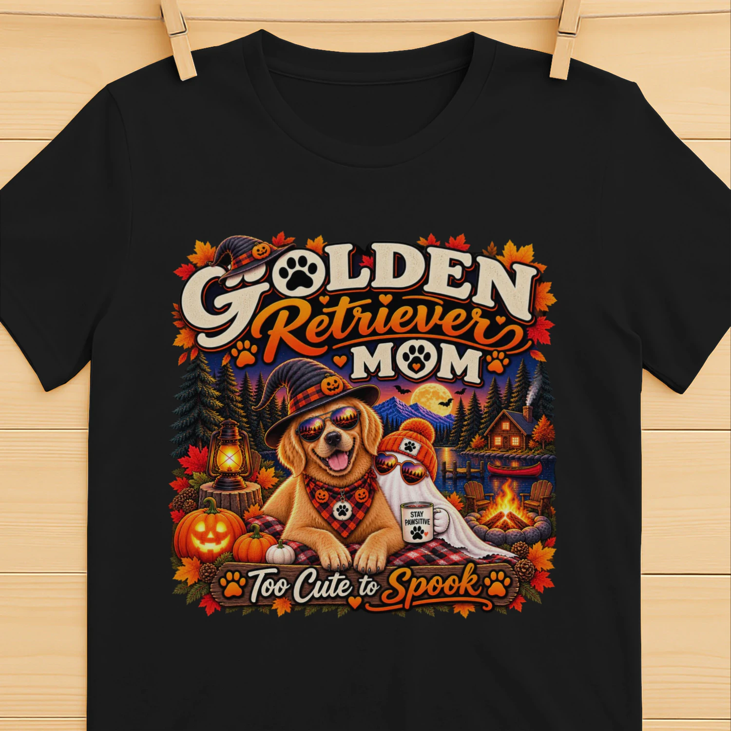 Golden Retriever Mom Halloween Shirt – Too Cute to Spook Dog Mom Tee