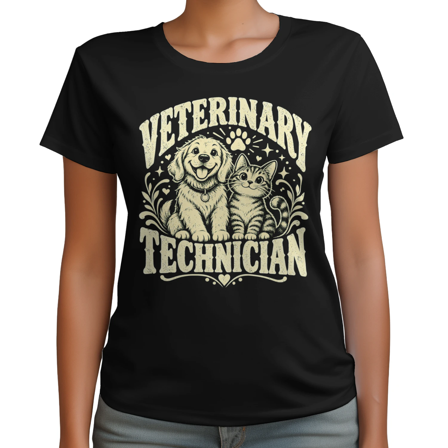 Veterinary Life T-Shirt, Cute Pets Vintage Illustration