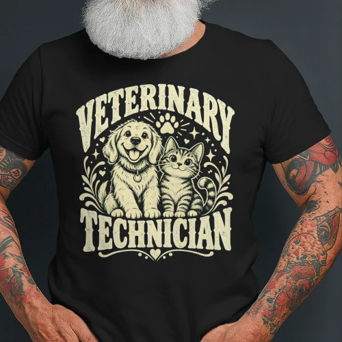Animal Lover T-Shirt, Vintage Vet Dog Cat Design T-Shirt