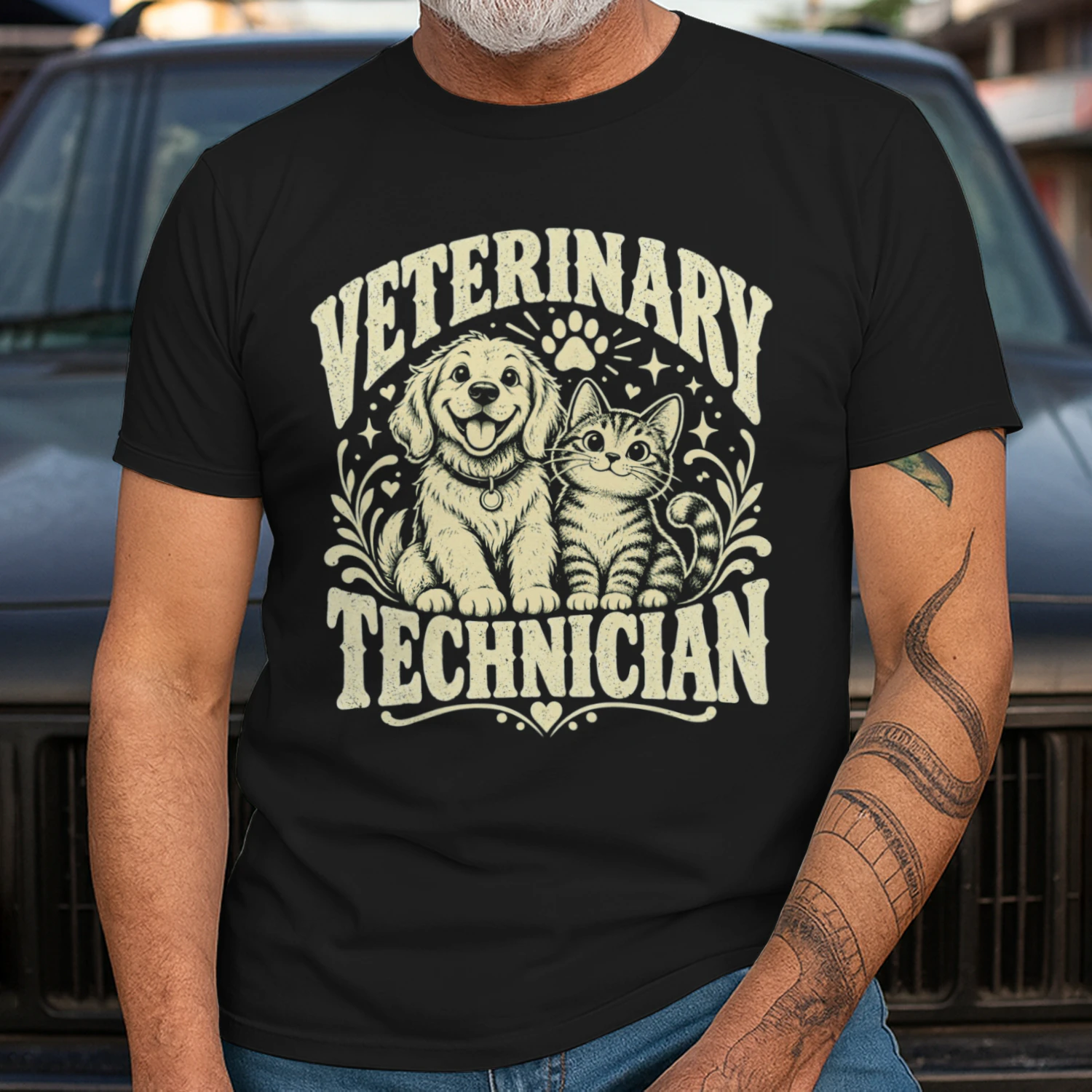 Veterinary Life T-Shirt, Cute Pets Vintage Illustration