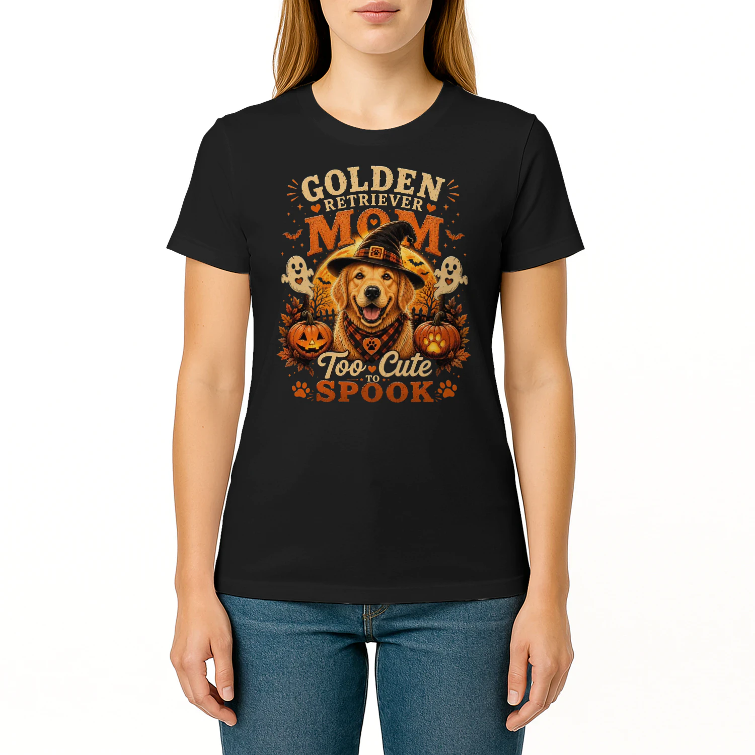 Golden Retriever Mom Too Cute To Spook Halloween Unisex T-Shirt | Cute Dog Mom Fall Shirt