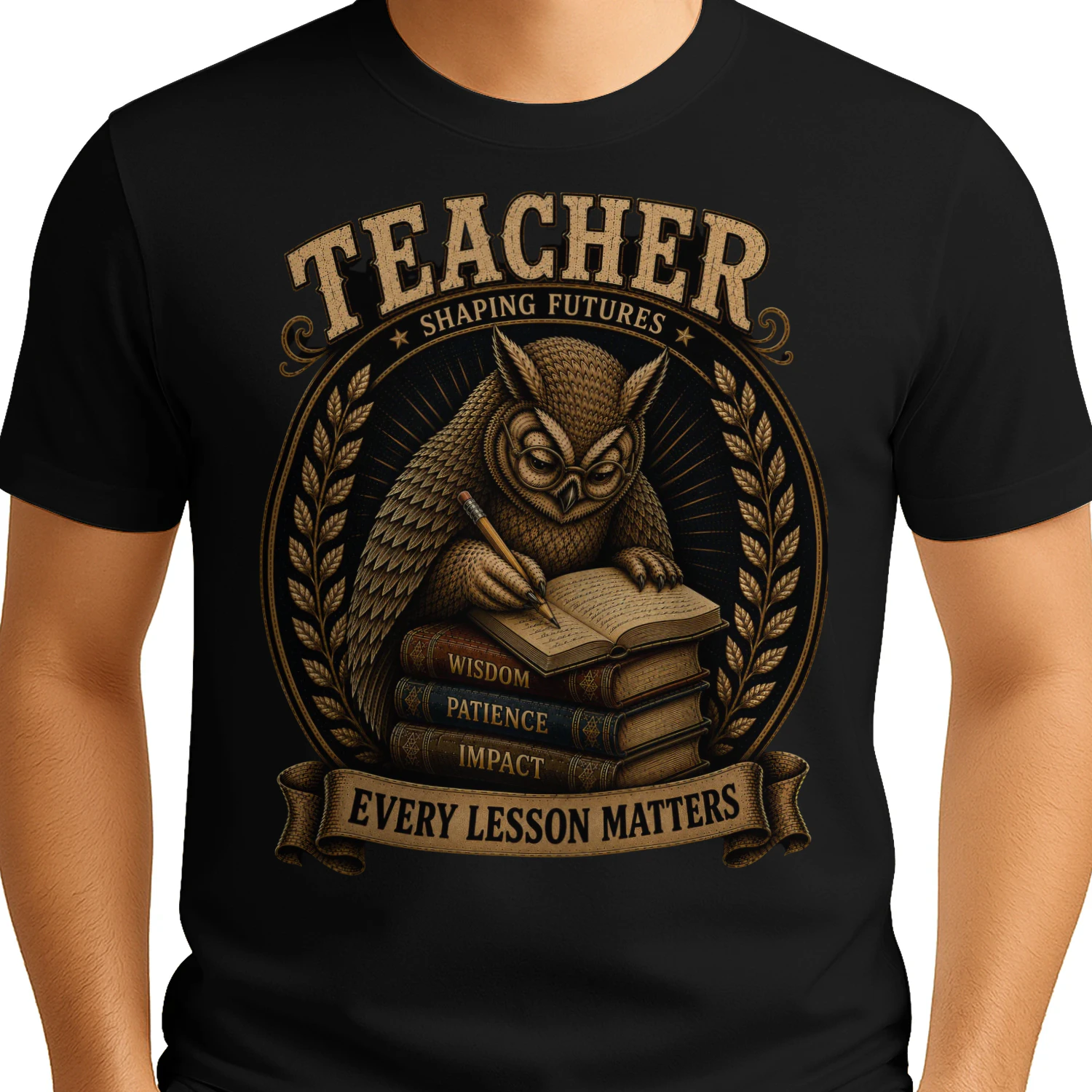 Vintage Teacher Owl T-Shirt – Shaping Futures, Wisdom, Patience, Impact, Every Lesson Matters Retro Tee, Perfect Teacher Appreciation Gift* > 