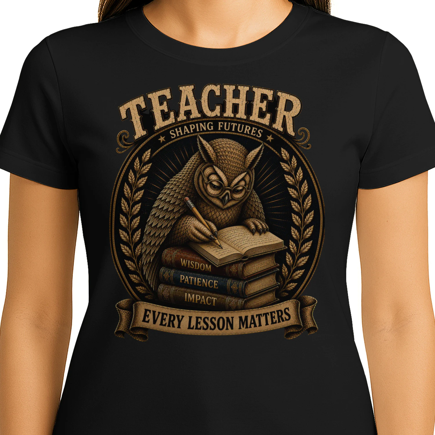 Vintage Teacher Owl T-Shirt – Shaping Futures, Wisdom, Patience, Impact, Every Lesson Matters Retro Tee, Perfect Teacher Appreciation Gift* > 