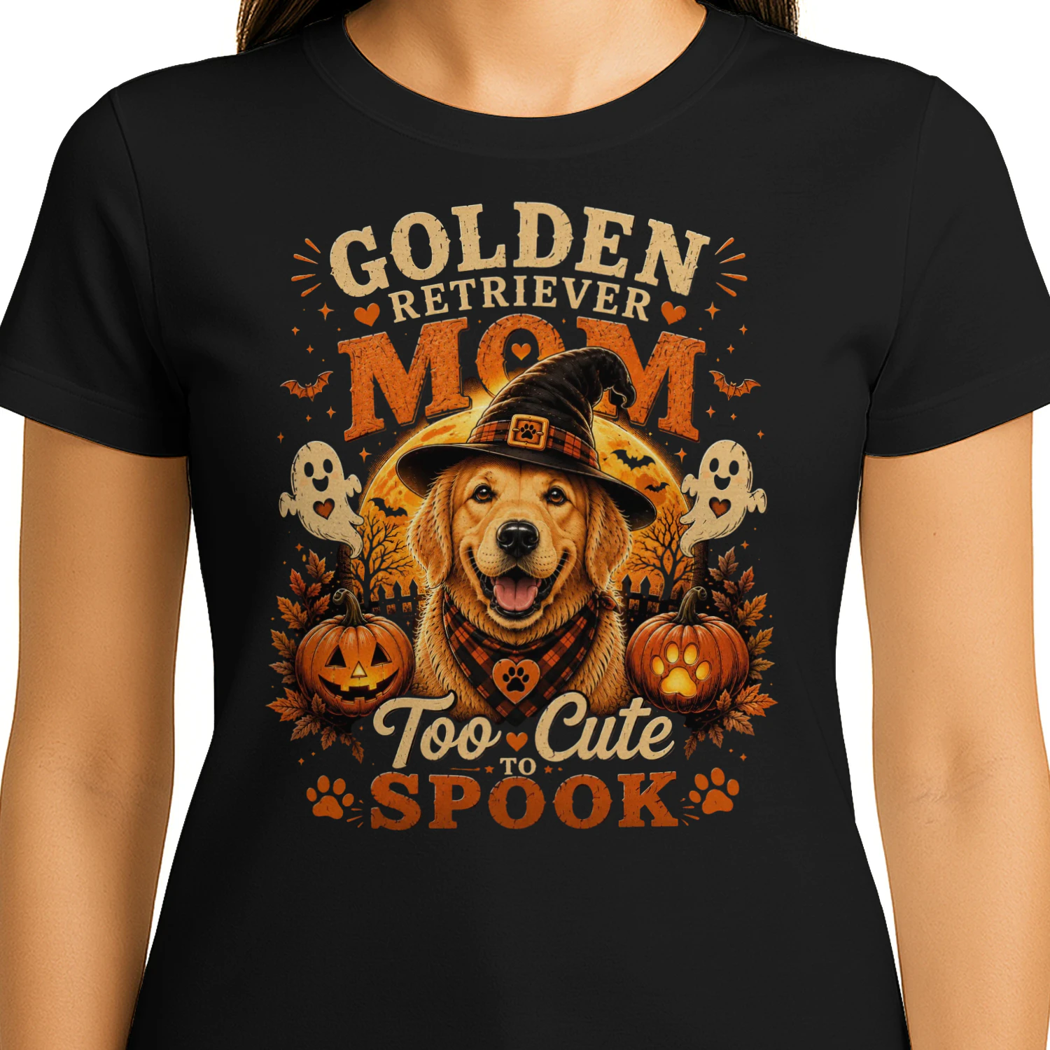 Golden Retriever Mom Too Cute To Spook Halloween Unisex T-Shirt | Cute Dog Mom Fall Shirt